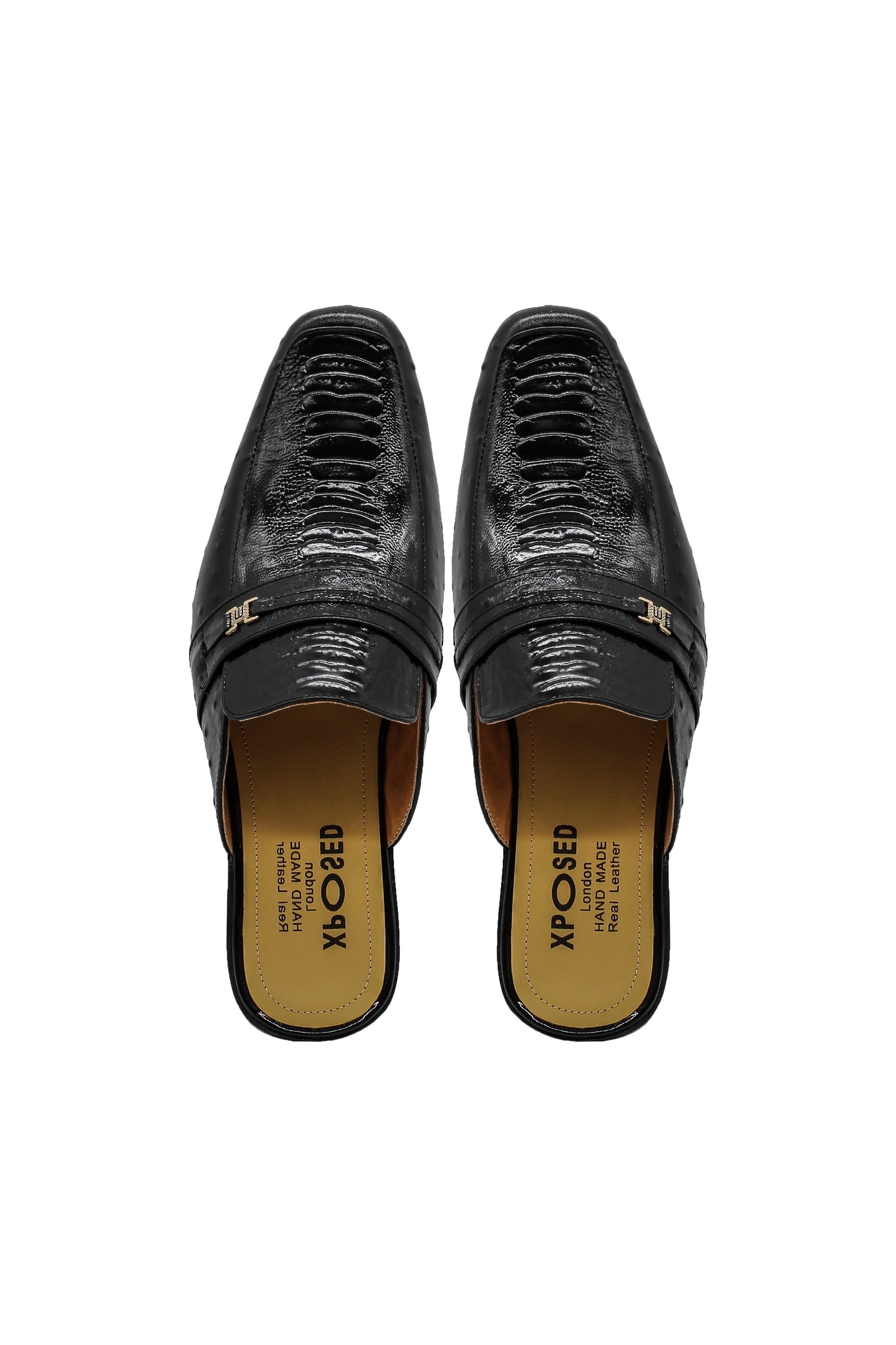 Patent Leather Print Backless Loafers