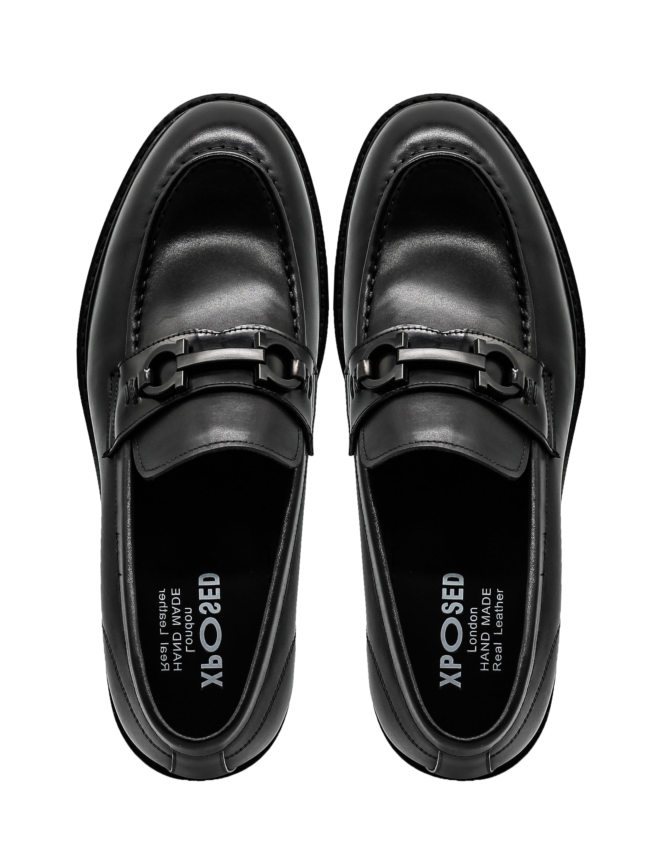 Black Leather Loafer with Snaffle Bit Buckle