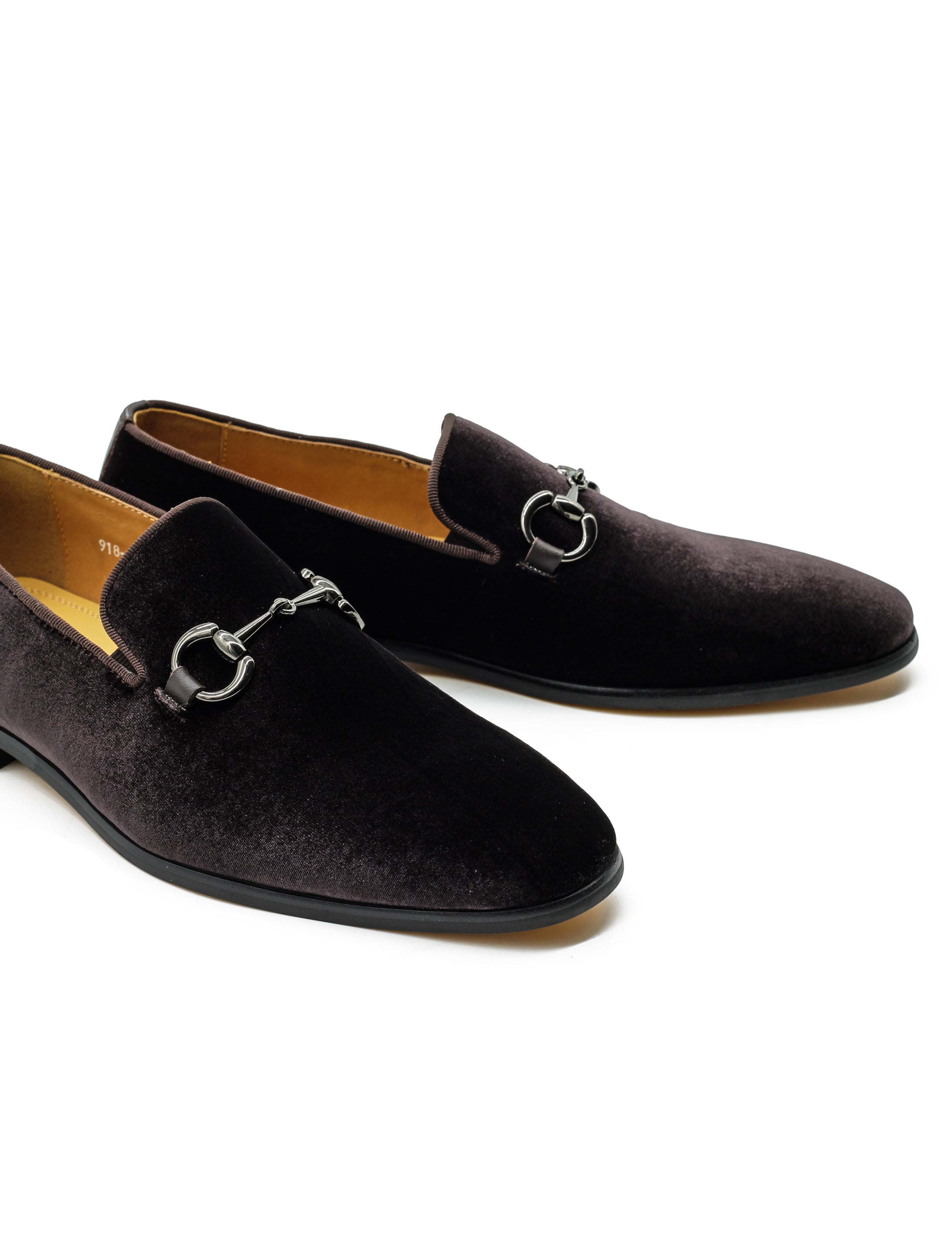 Brown Velvet Loafers with Snaffle Bit Buckle