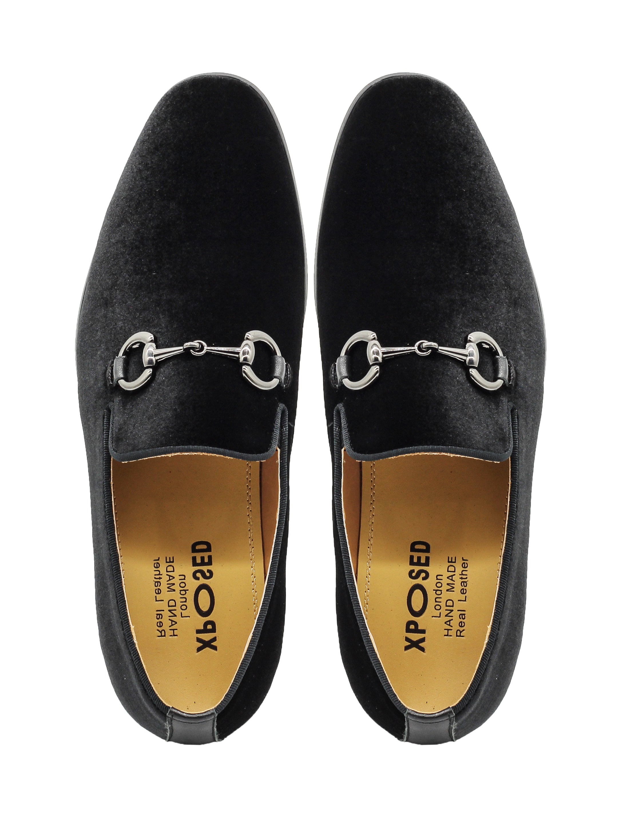 Black Velvet Loafers with Snaffle Bit Buckle