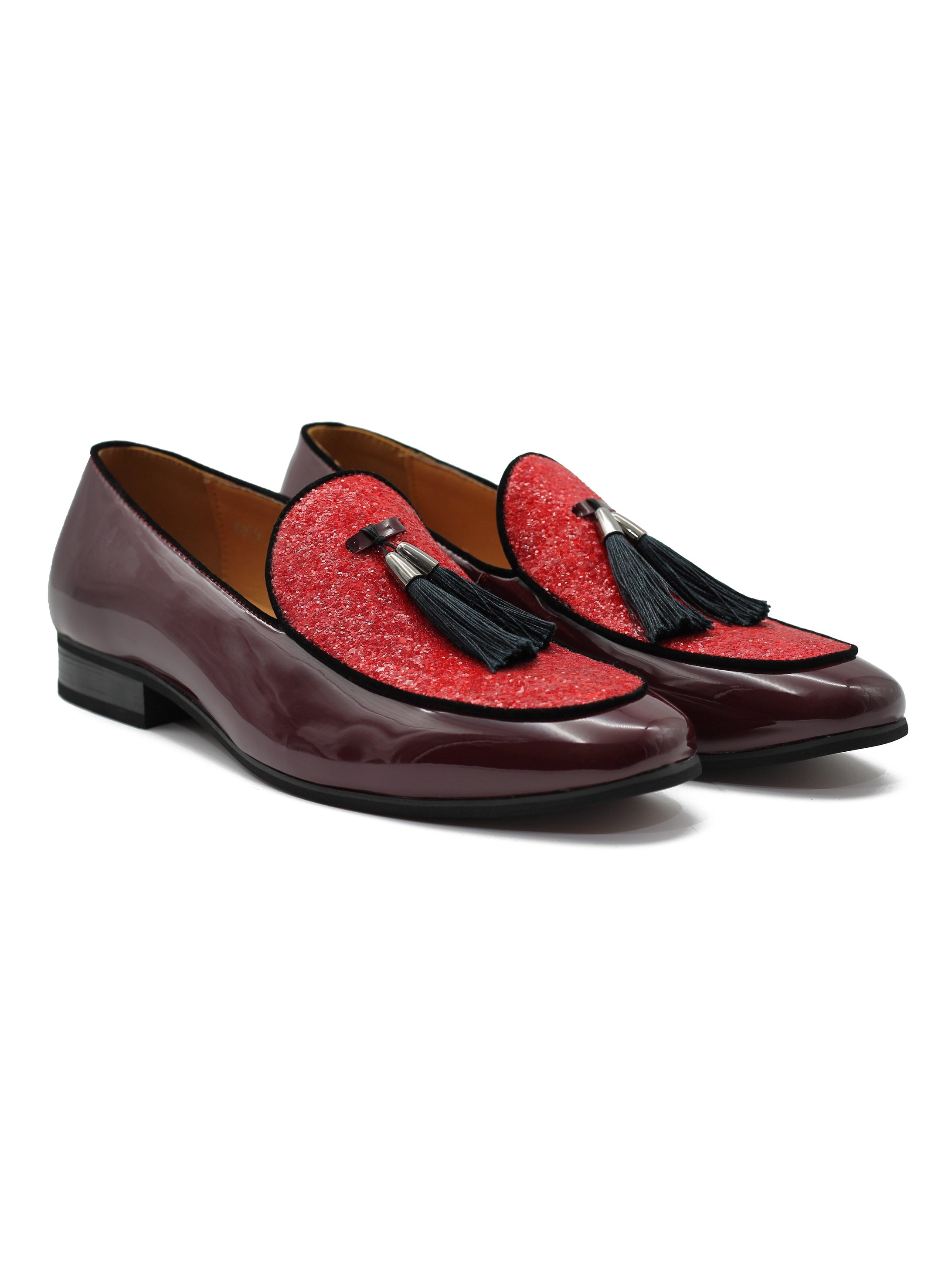 GLITTER - MAROON SHINY TASSEL LOAFERS