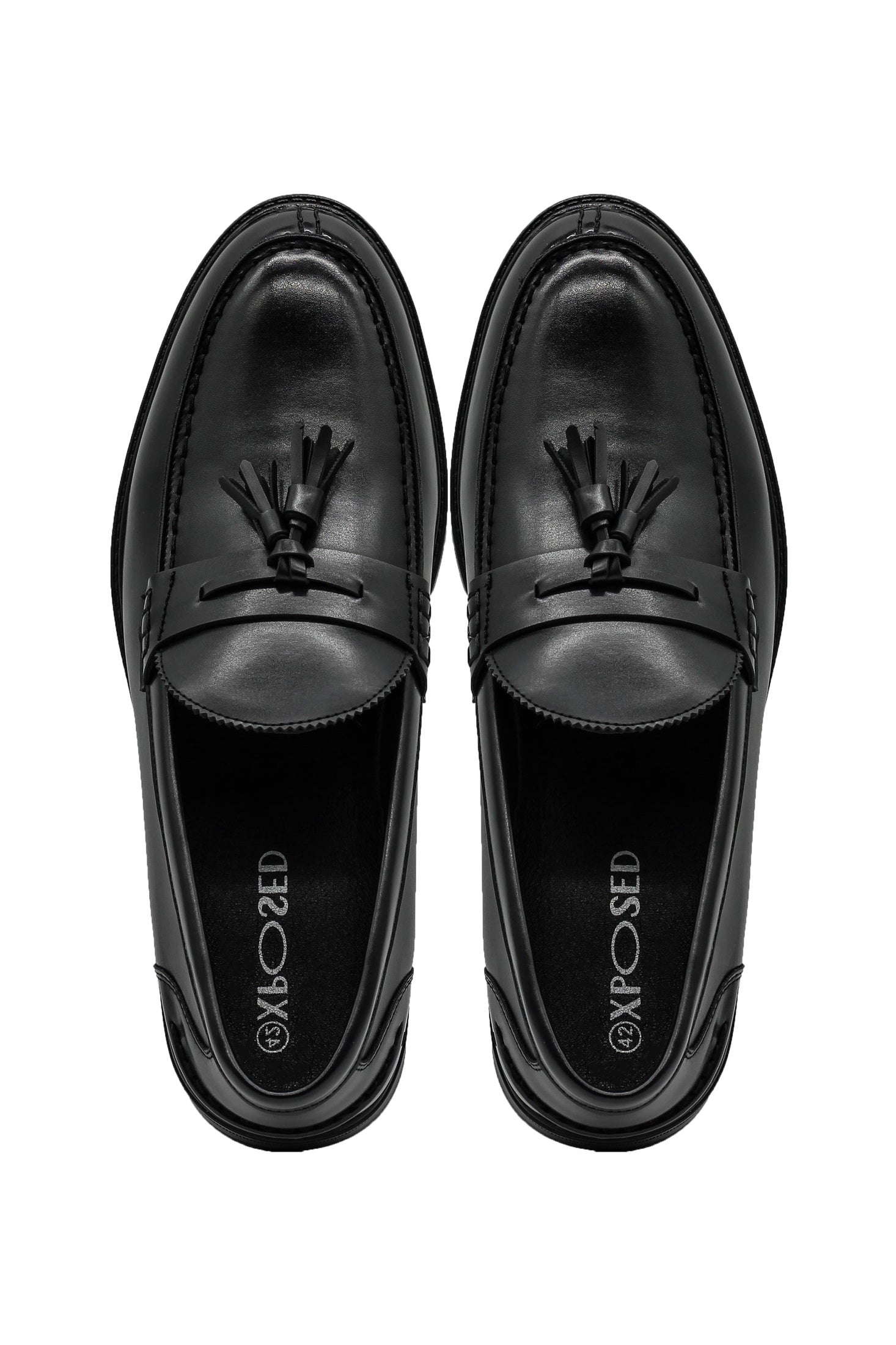 Men’s Black Faux Leather Retro Tassel Loafers