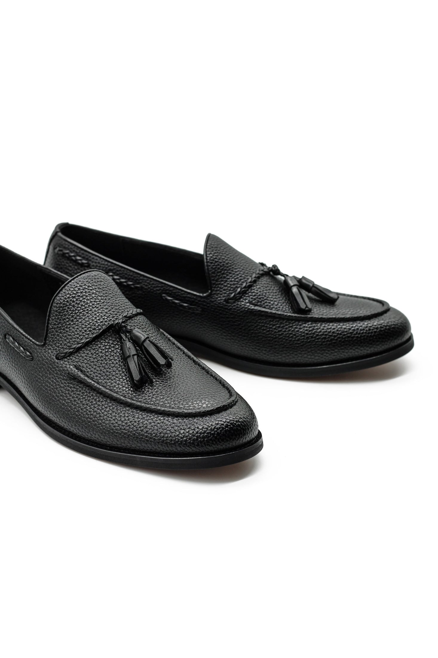 Men’s Black Faux Leather Tassel Loafers