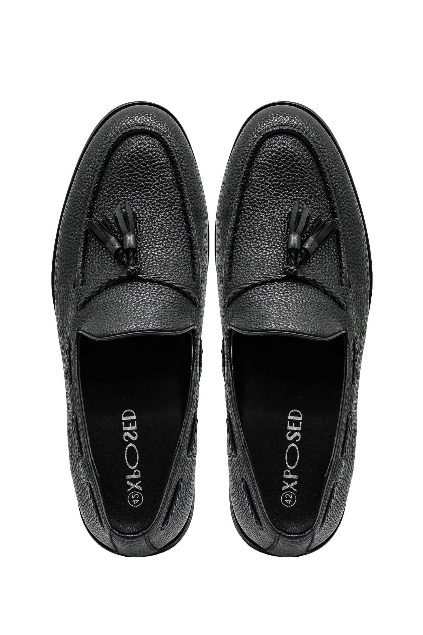 Men’s Black Faux Leather Tassel Loafers