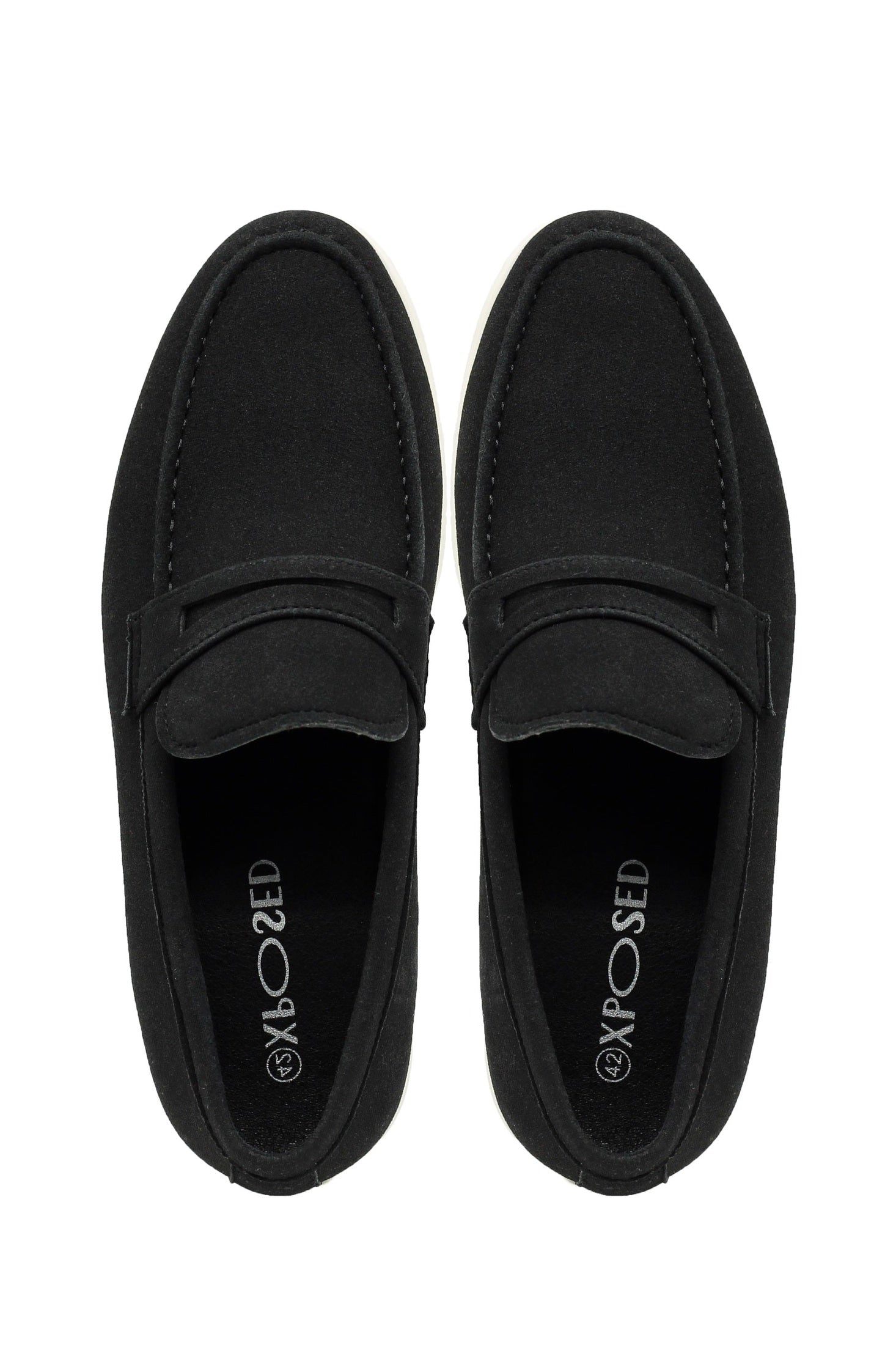Black Faux Suede Leather Penny Loafers Lightweight