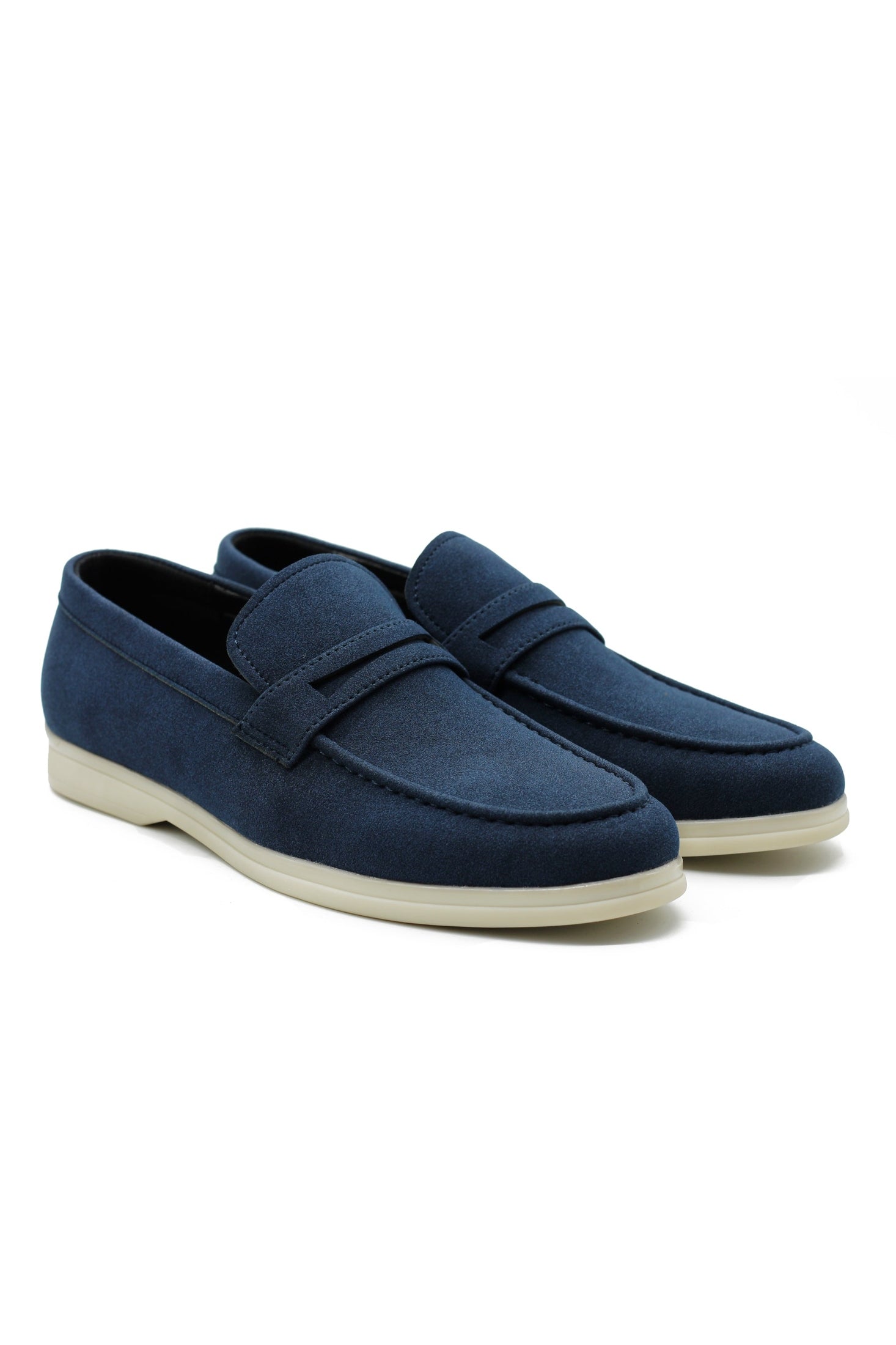 Midnight Blue Faux Suede Penny Loafers Lightweight Slip-Ons