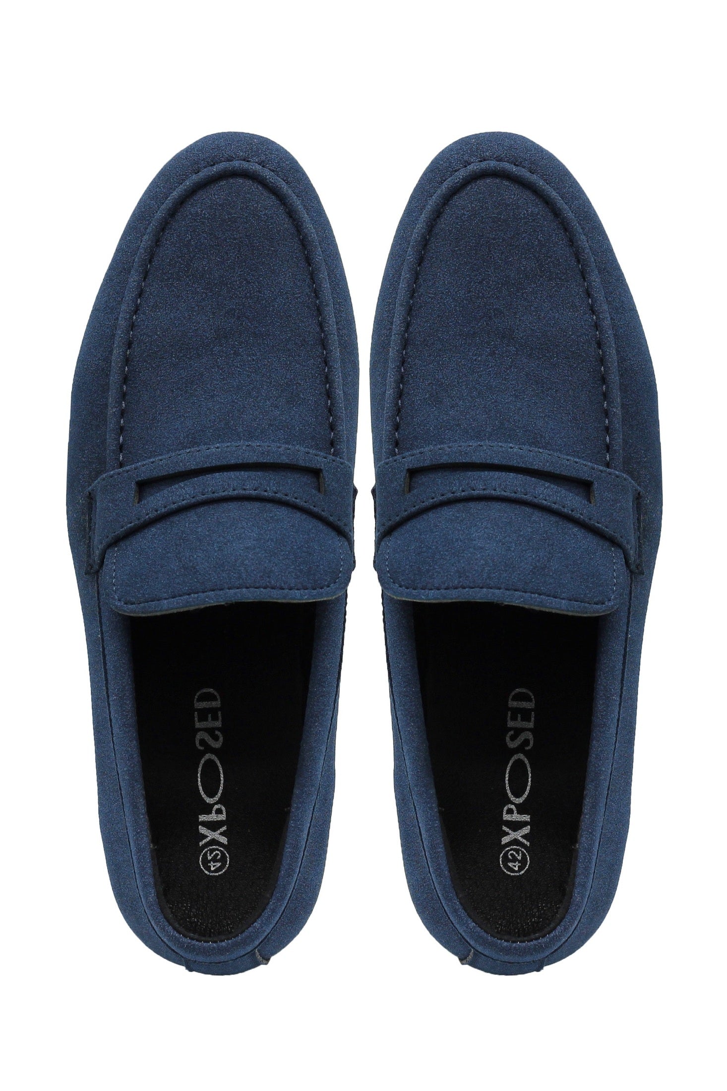 Midnight Blue Faux Suede Penny Loafers Lightweight Slip-Ons
