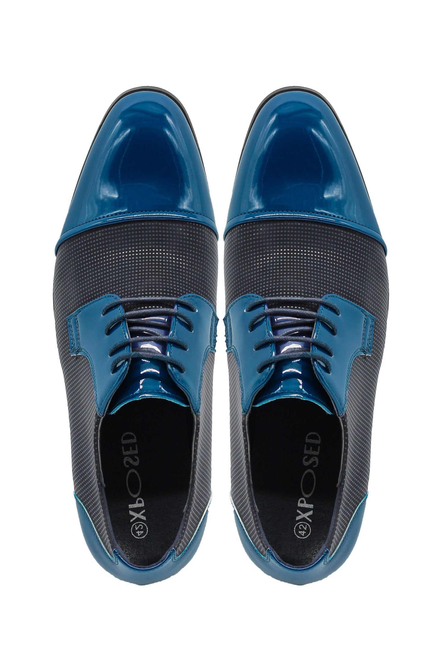 PATENT LEATHER LACE UP SHOES IN TWO TONE