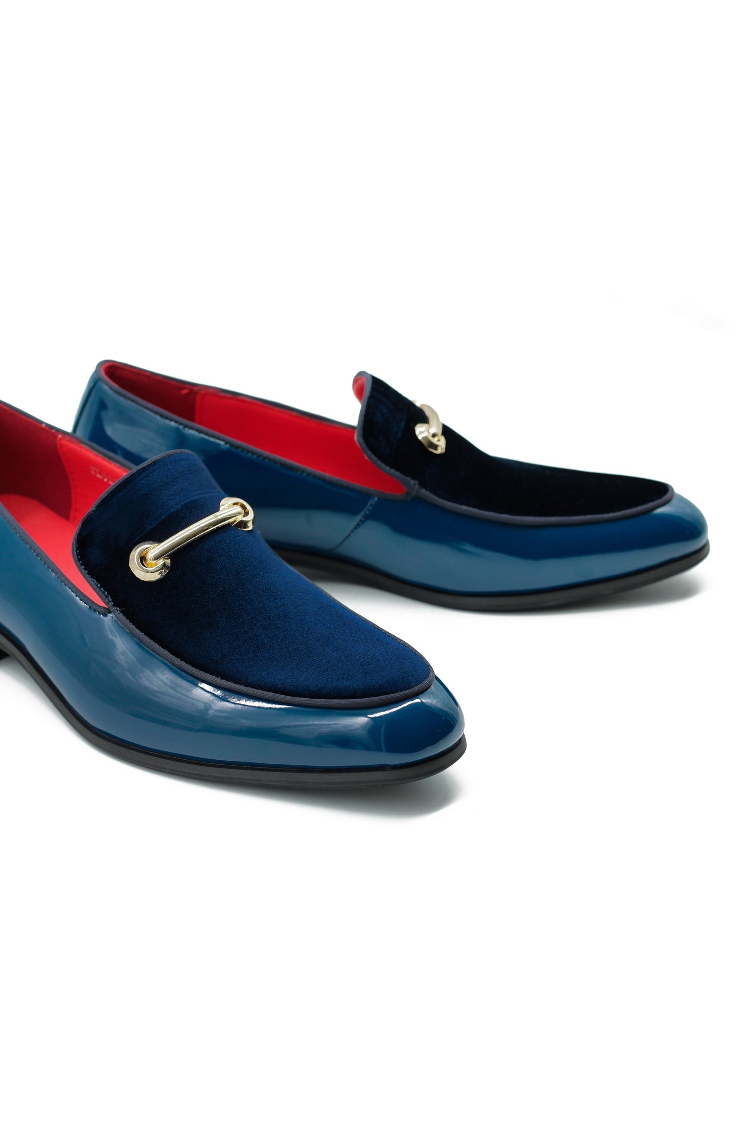 SHINY VELVET LOAFERS WITH BUCKLE