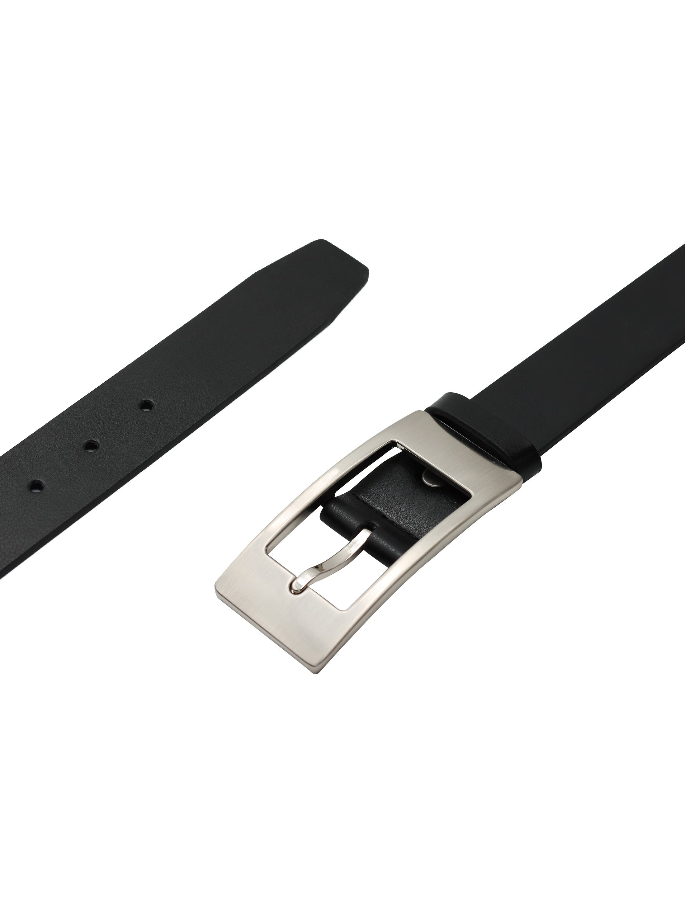 BLACK LEATHER PIN BUCKLE BELT