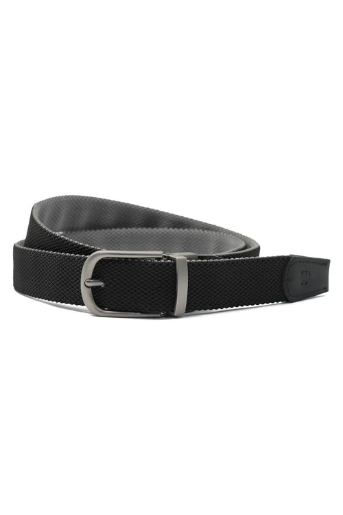 BLACK & GREY REVERSIBLE STRETCH BELT