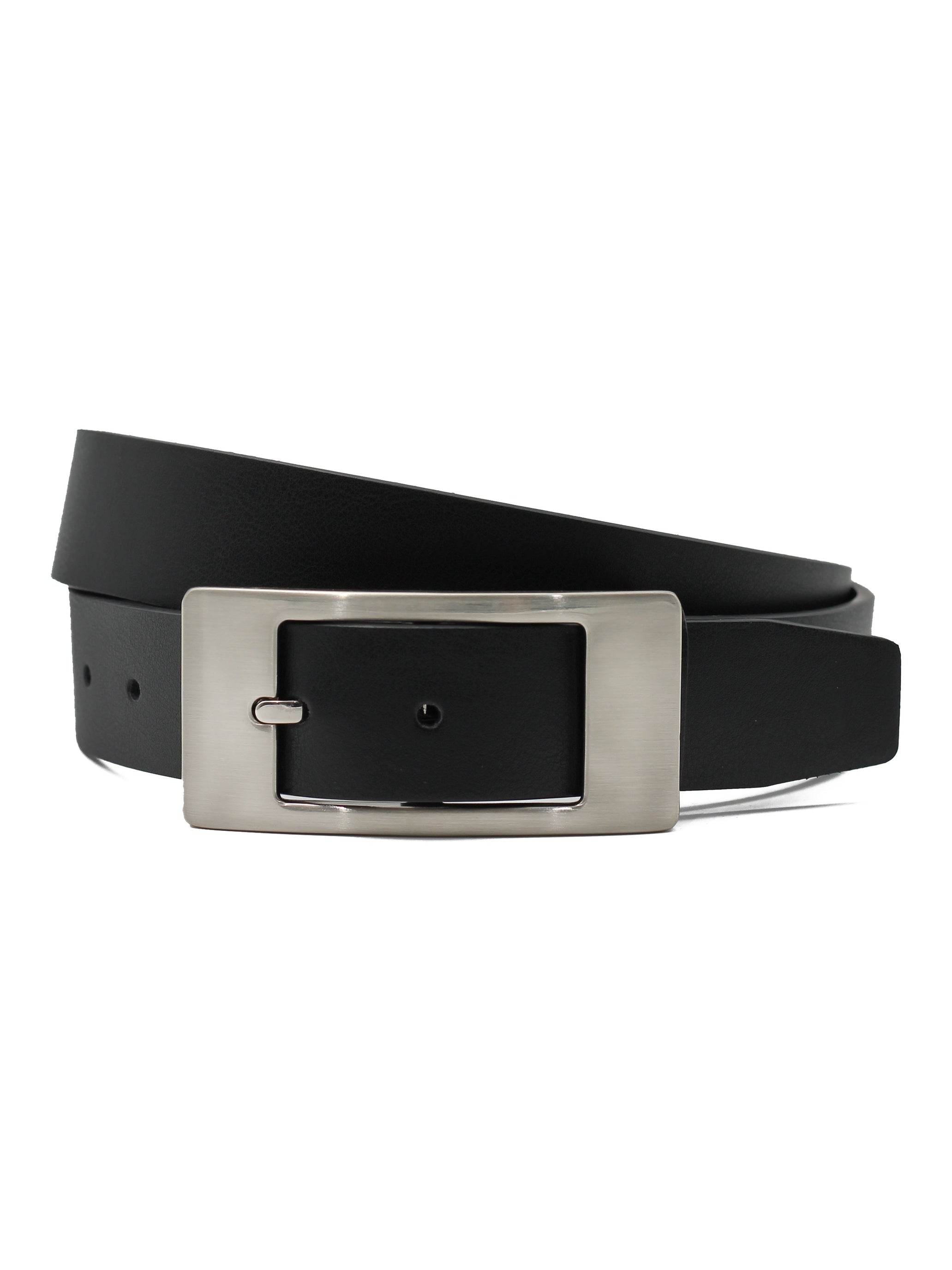 BLACK LEATHER PIN BUCKLE BELT