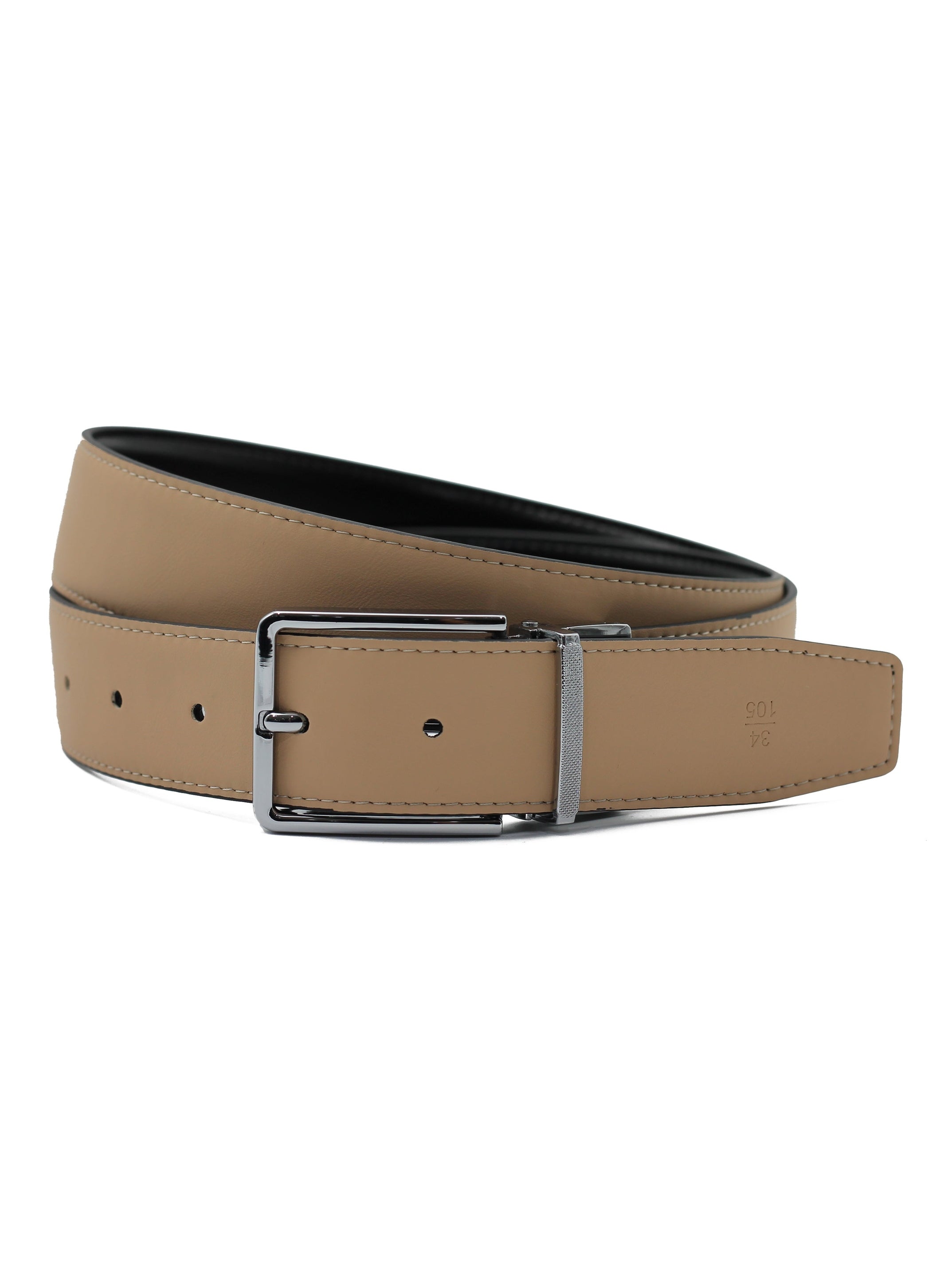 BLACK & TAN LEATHER REVERSIBLE BELT