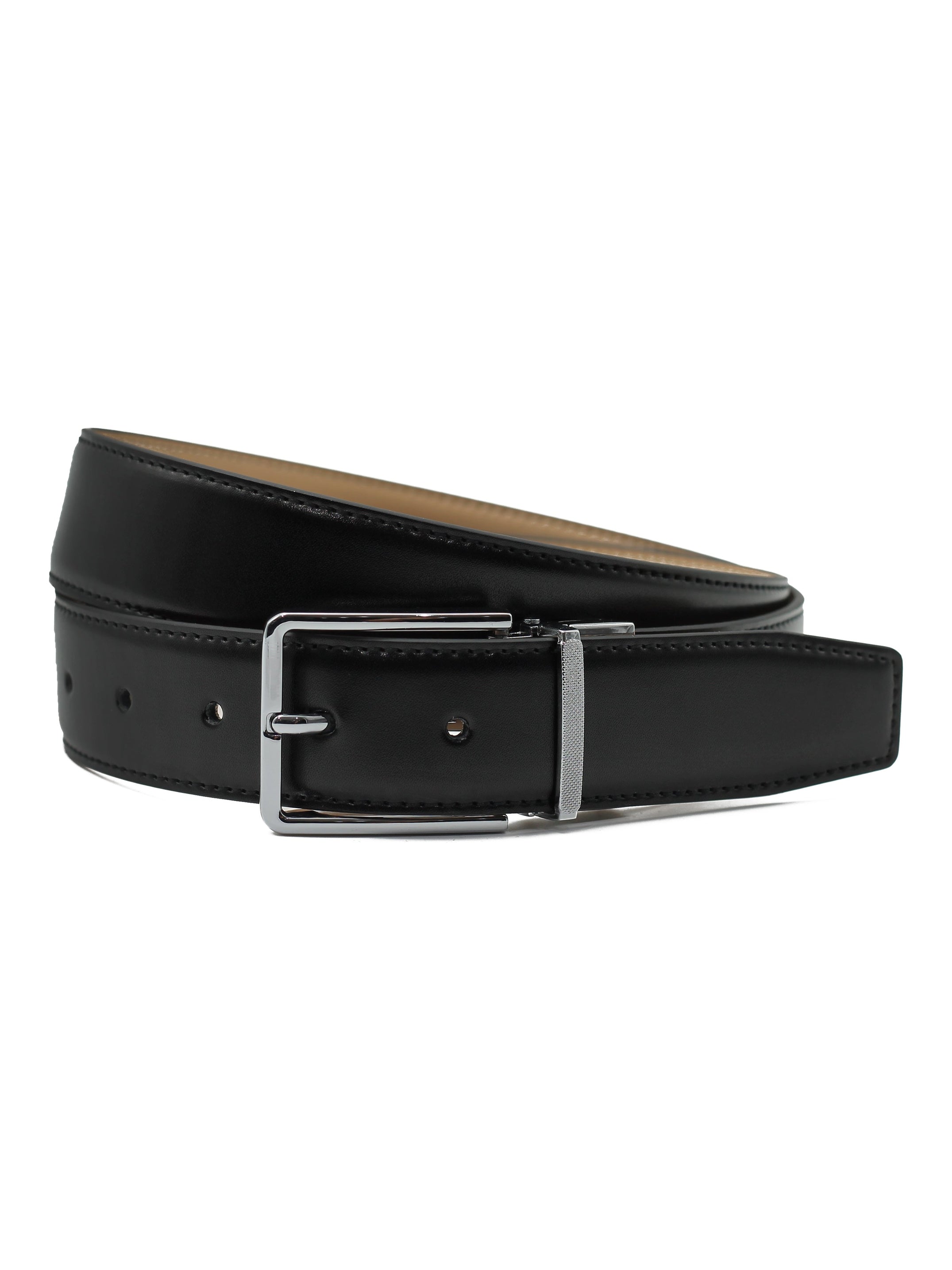 BLACK & TAN LEATHER REVERSIBLE BELT