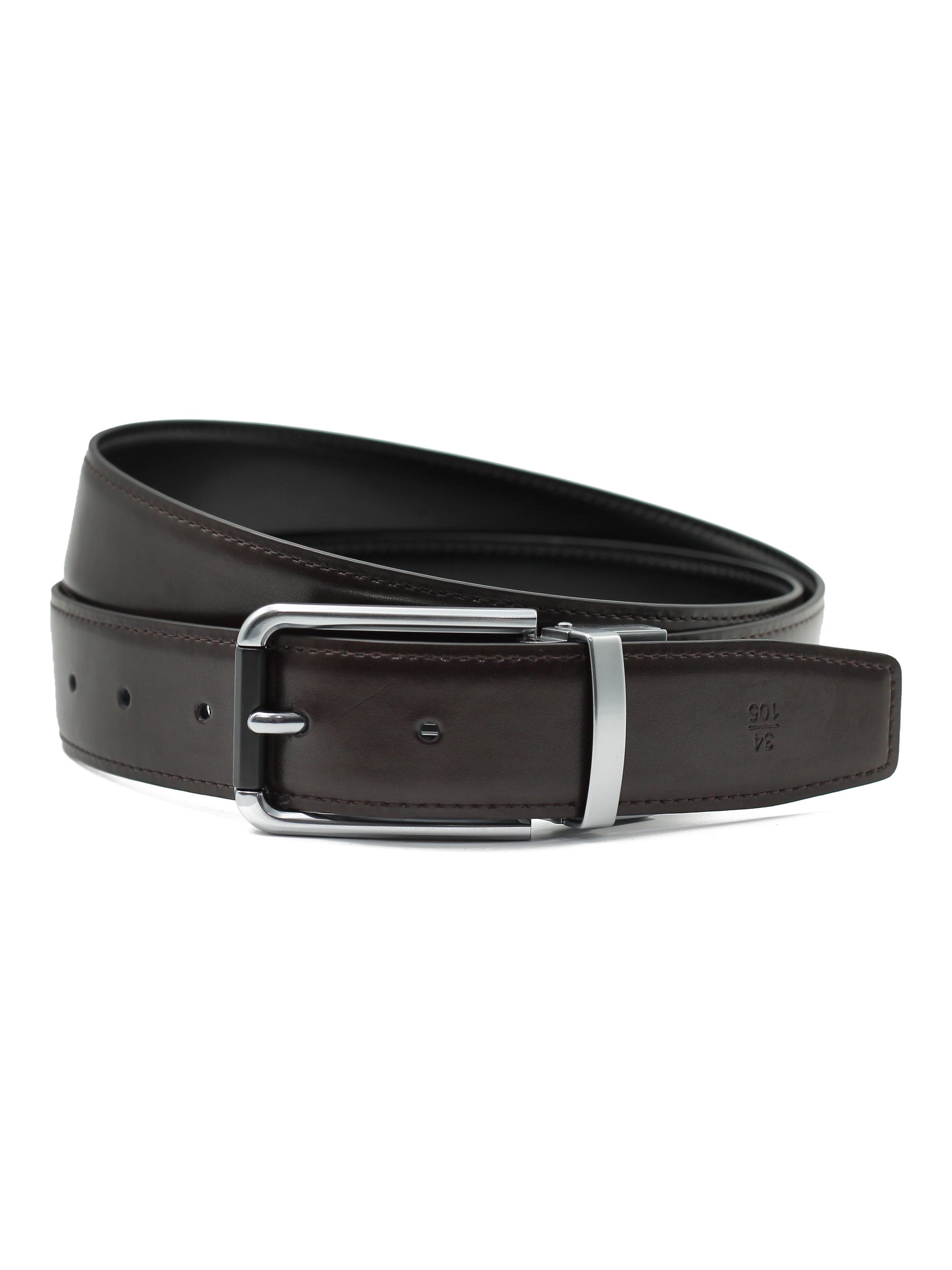 BROWN & BLACK LEATHER REVERSIBLE BELT