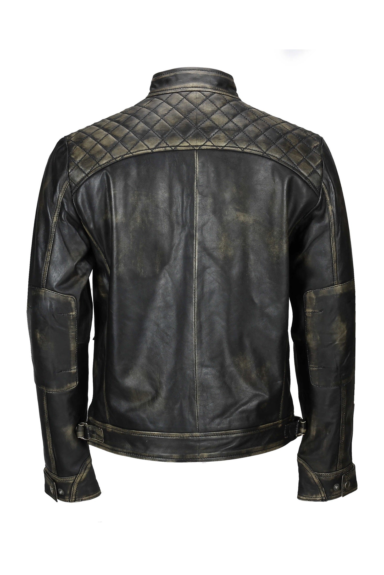 QUILTED BIKER LEATHER JACKET
