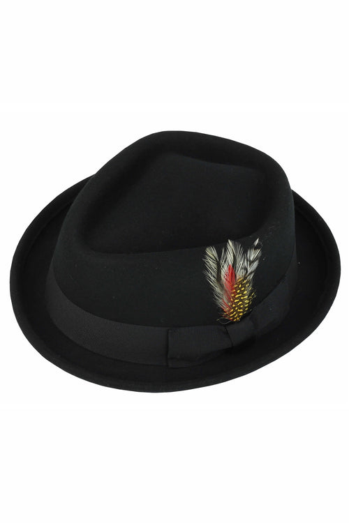 Chapeau Pork Pie 100% Laine Feutrée Couronne Diamant - DC 310