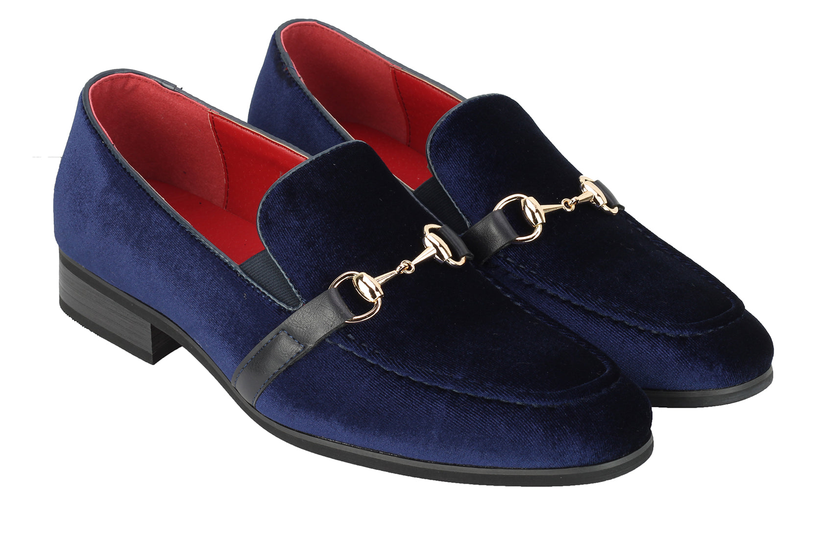 FAUX LEATHER VELVET LOAFERS WITH BUCKLE