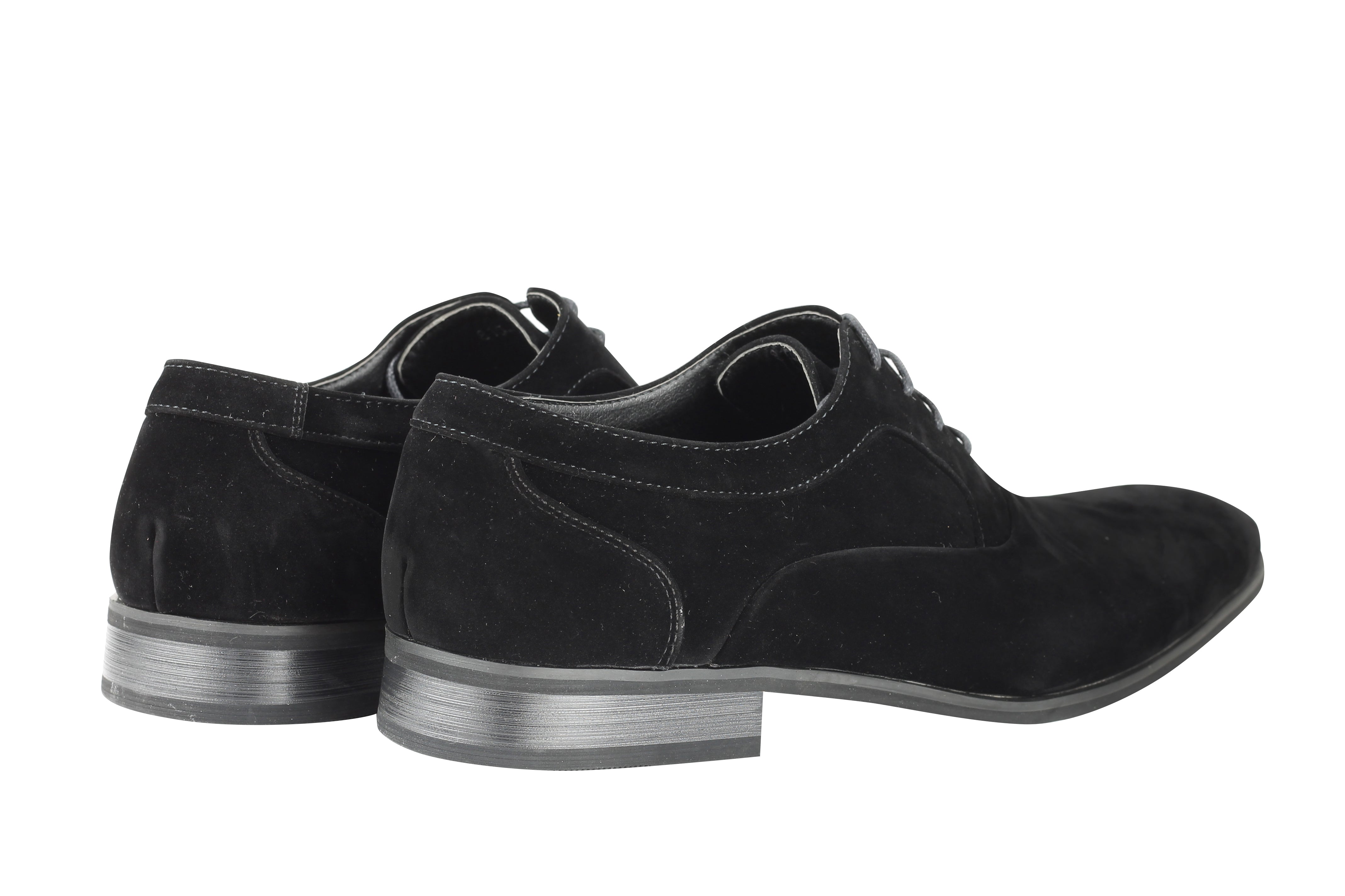 BLACK FAUX LEATHER LACE-UPS SHOES