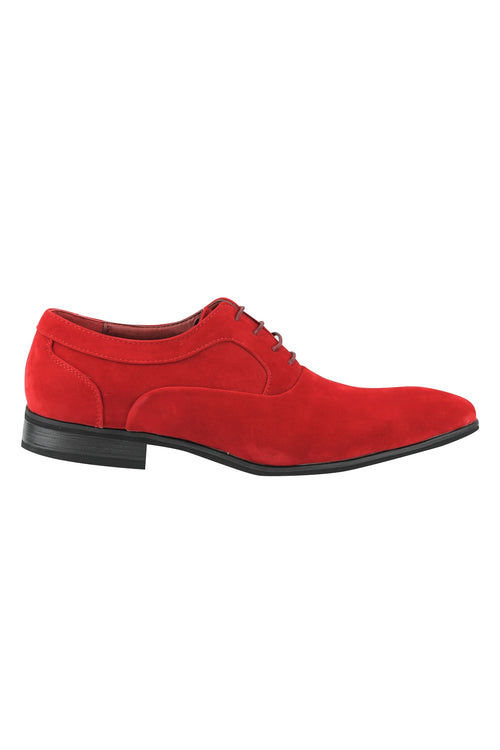 RED FAUX LEATHER LACE-UPS SHOES