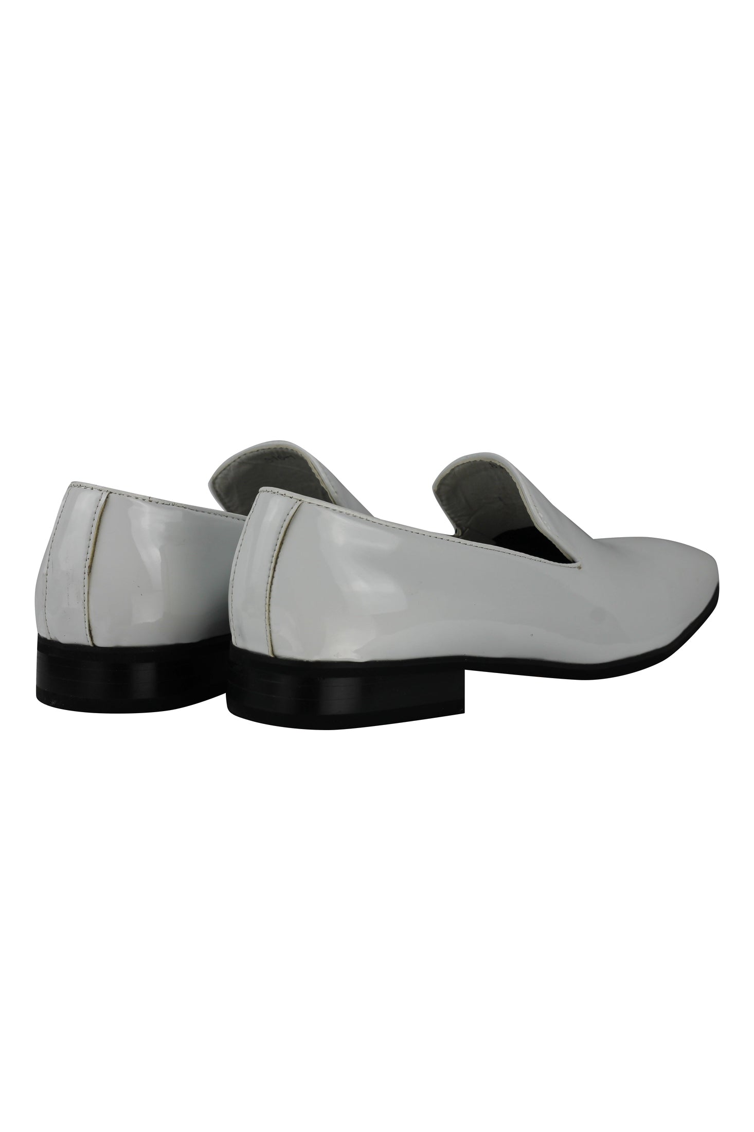 FAUX PATENT LEATHER SHINY SLIP ON SHOES IN WHITE