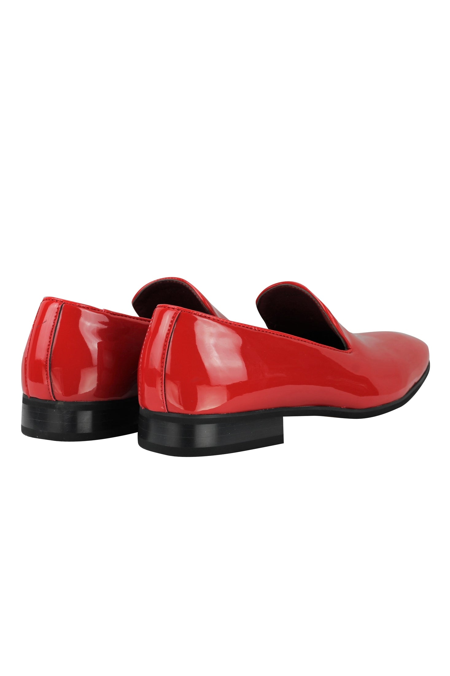 FAUX PATENT LEATHER SHINY SLIP ON SHOES IN RED