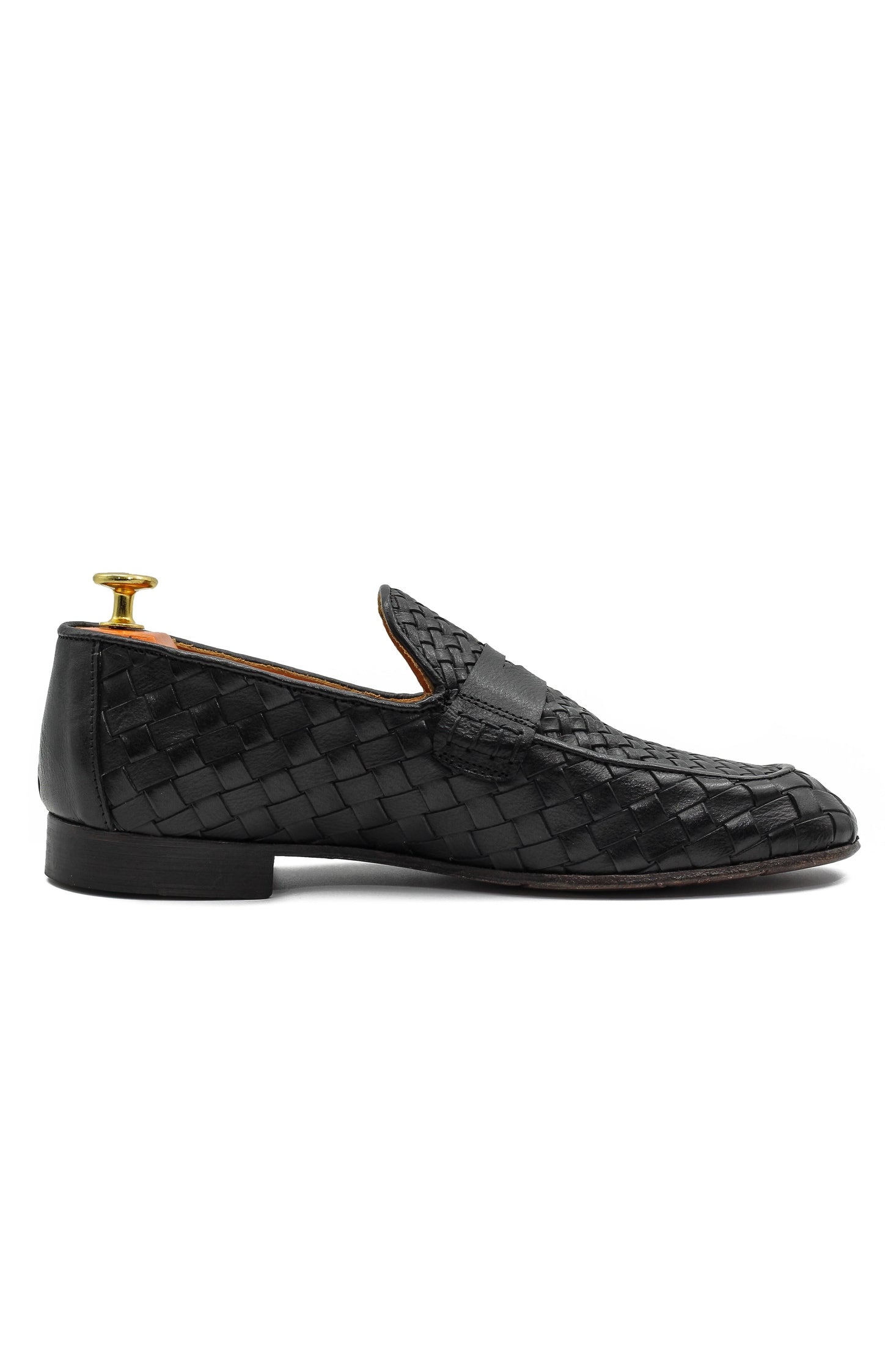 ROME 05 – BLACK ITALIAN CALF LEATHER WOVEN PENNY LOAFER