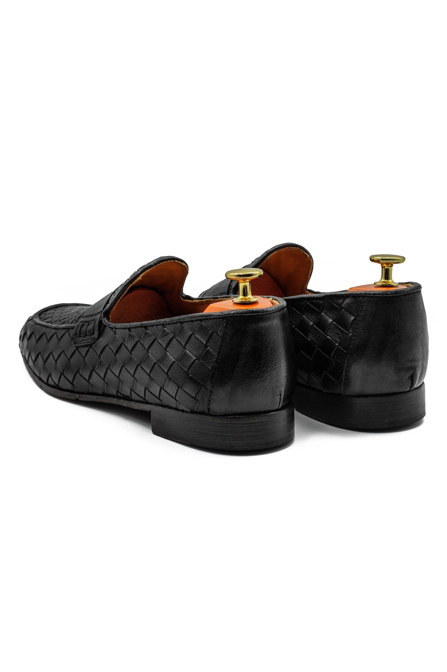 ROME 05 – BLACK ITALIAN CALF LEATHER WOVEN PENNY LOAFER