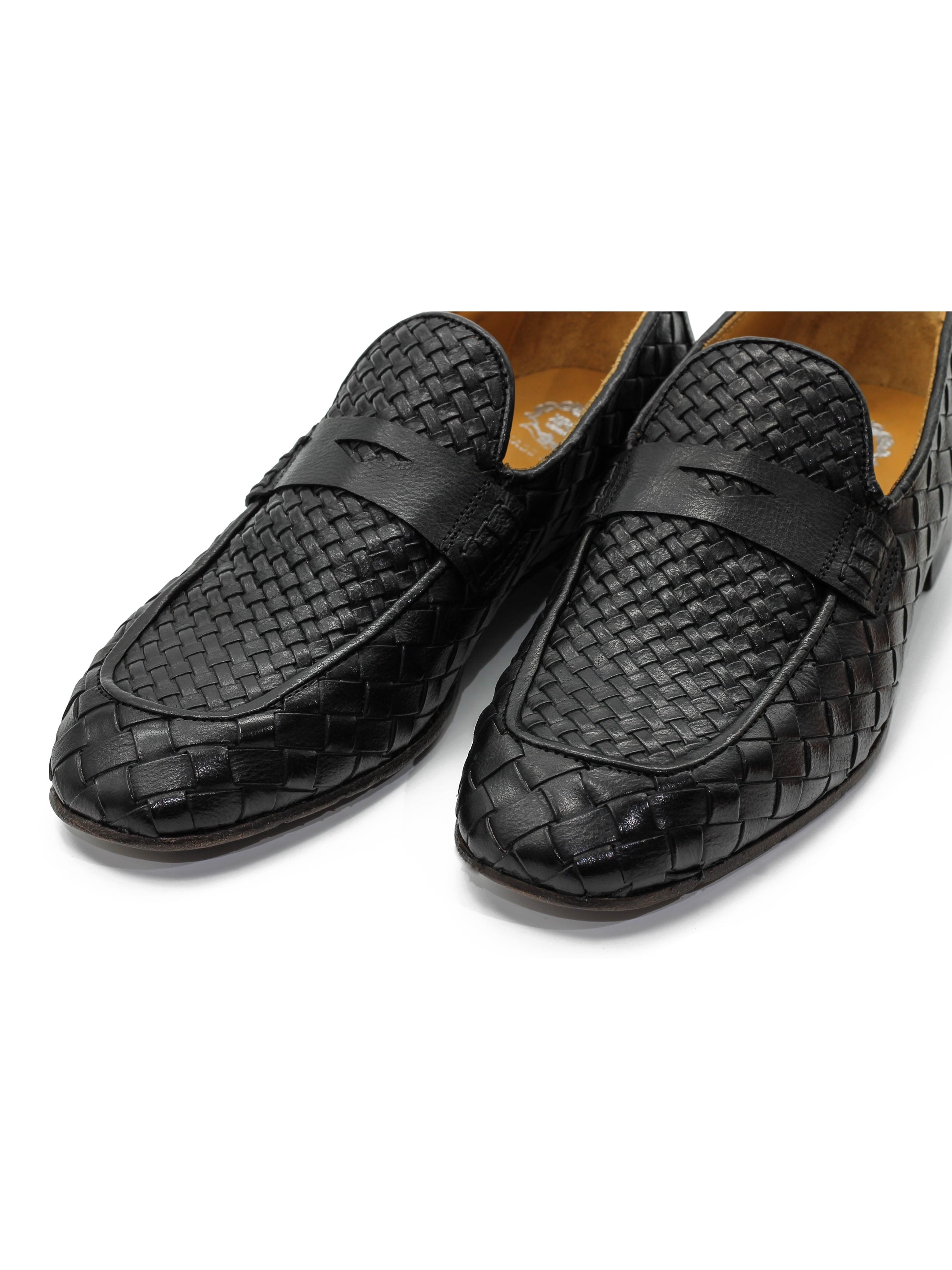 ROME 05 – BLACK ITALIAN CALF LEATHER WOVEN PENNY LOAFER