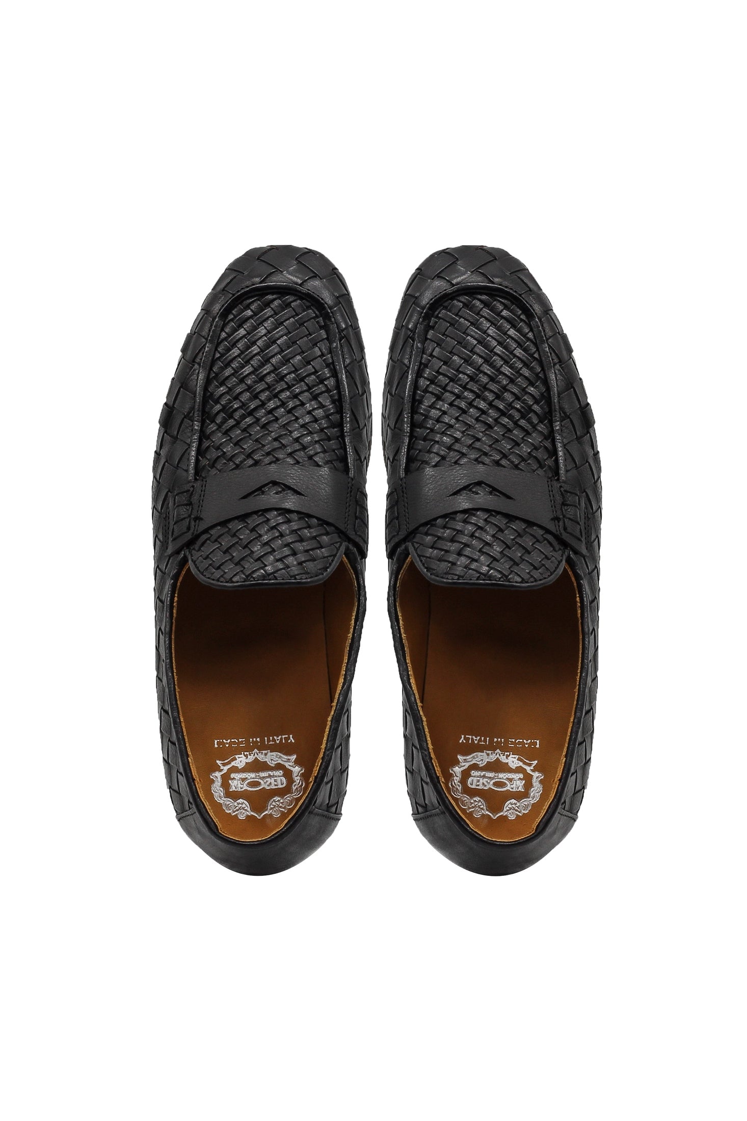 ROME 05 – BLACK ITALIAN CALF LEATHER WOVEN PENNY LOAFER