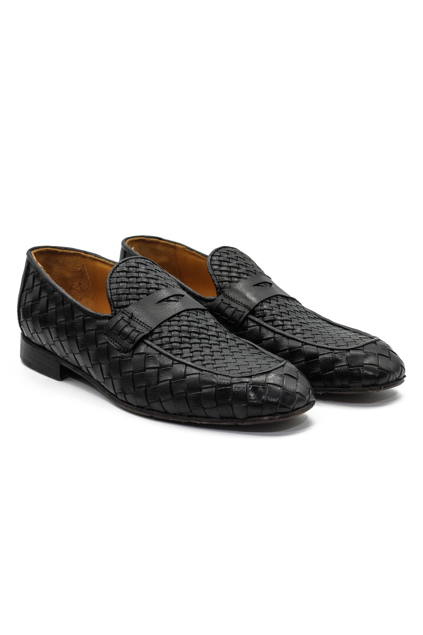 ROME 05 – BLACK ITALIAN CALF LEATHER WOVEN PENNY LOAFER