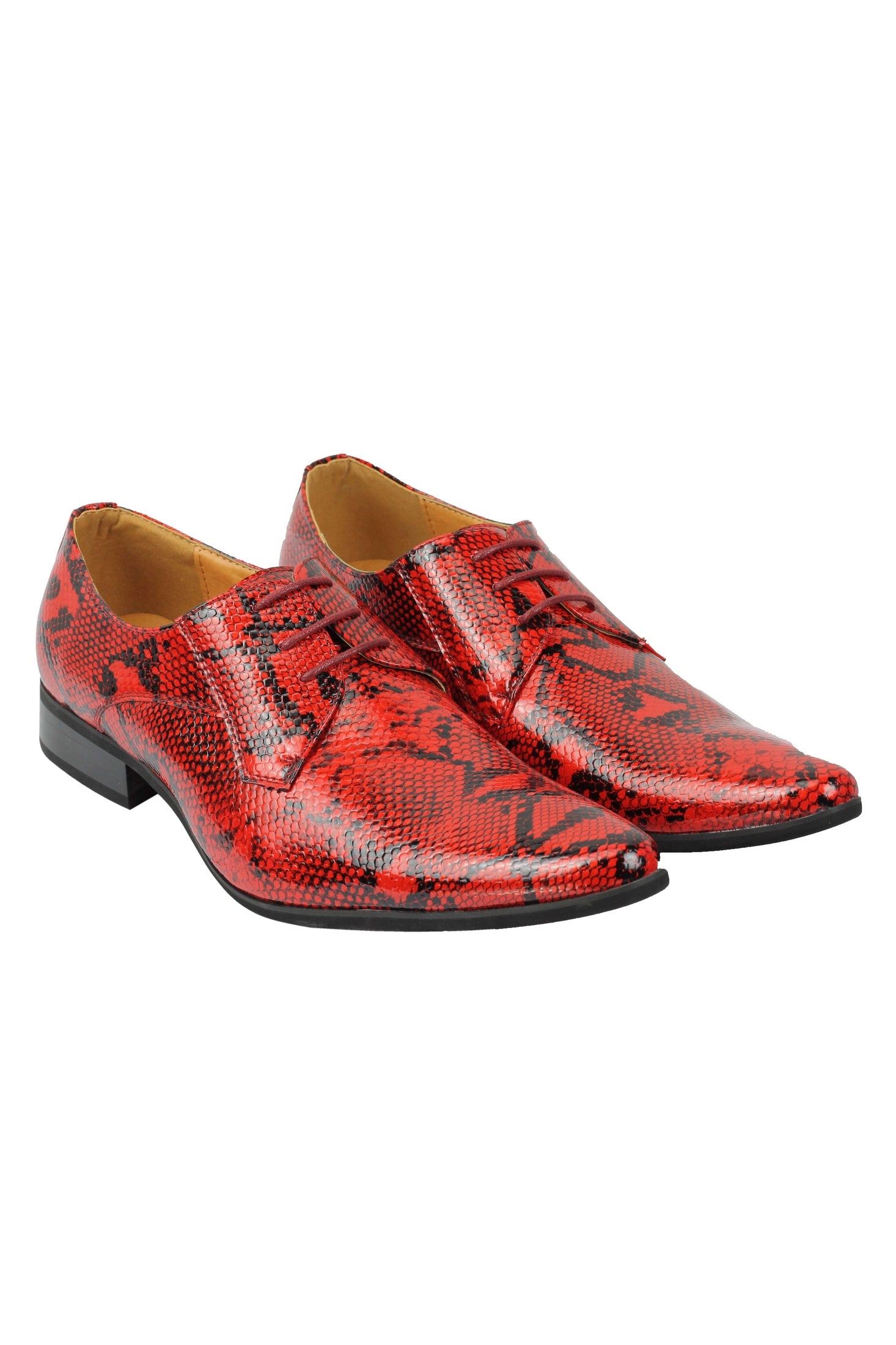 SHINY PATENT FAUX LEATHER SHOES IN RED