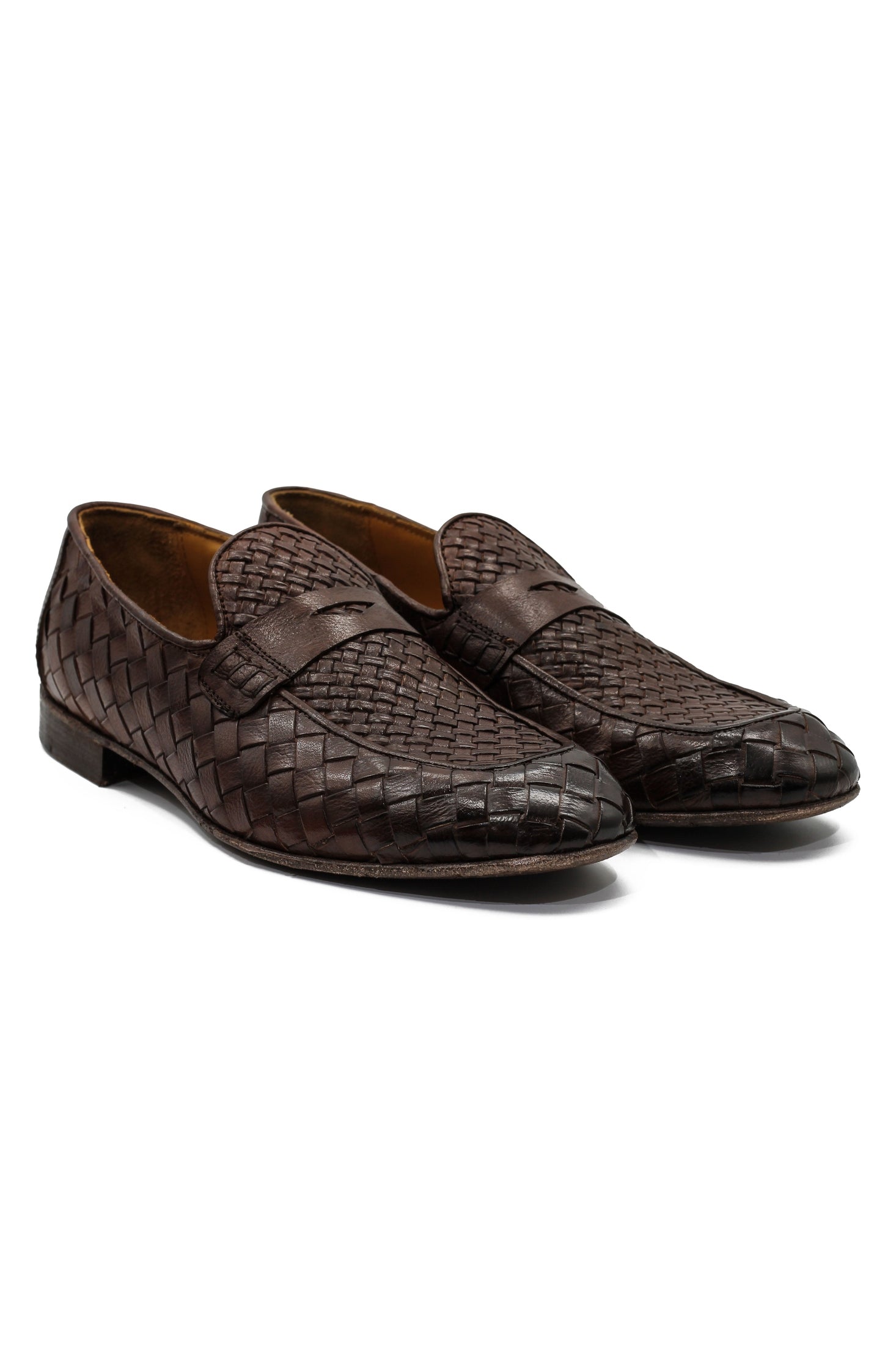 ROME 05 – BROWN ITALIAN CALF LEATHER WOVEN PENNY LOAFER