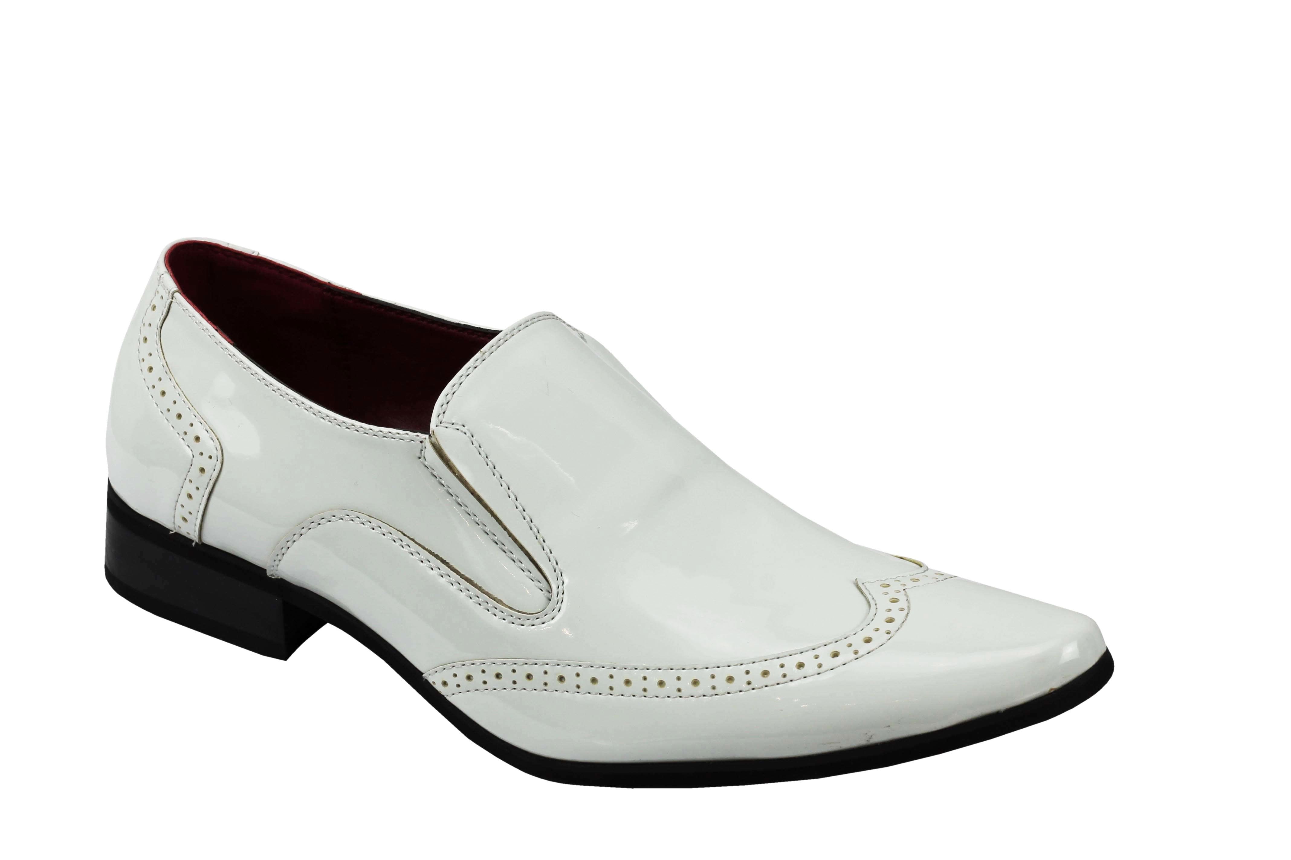 SHINY FAUX LEATHER WHITE LOAFERS