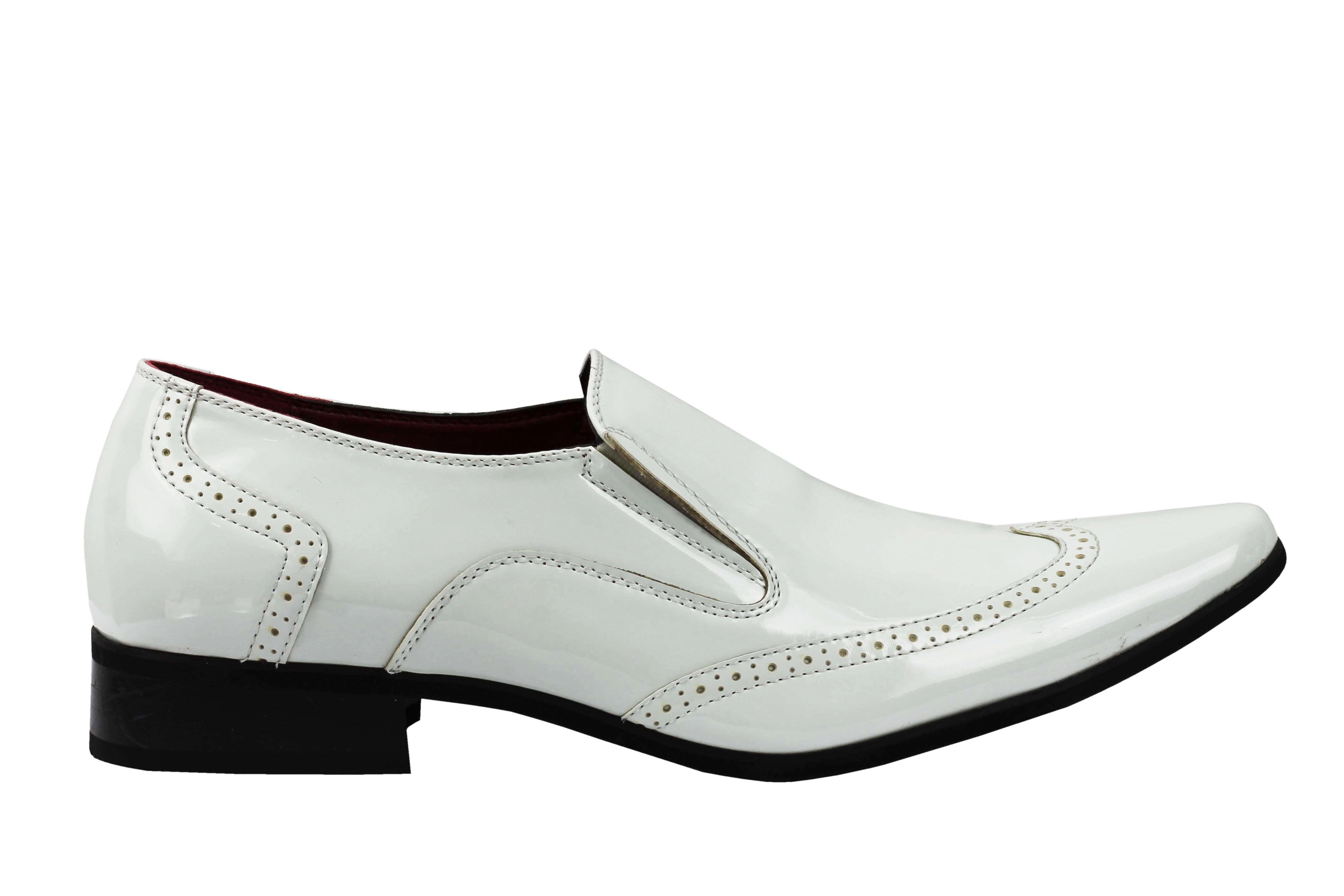 SHINY FAUX LEATHER WHITE LOAFERS