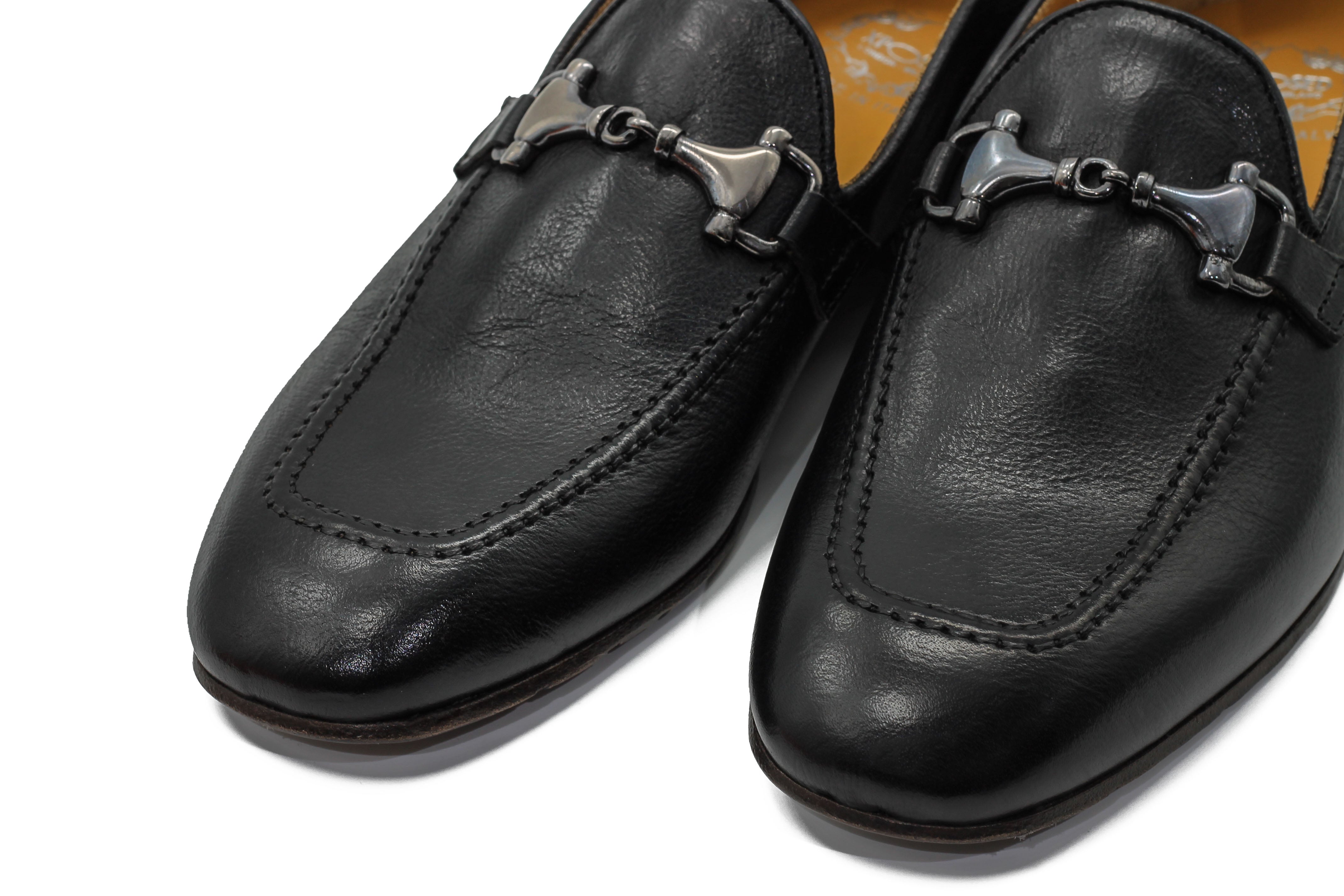 SNAFFLE BIT LOAFER IN BLACK ITALIAN LEATHER