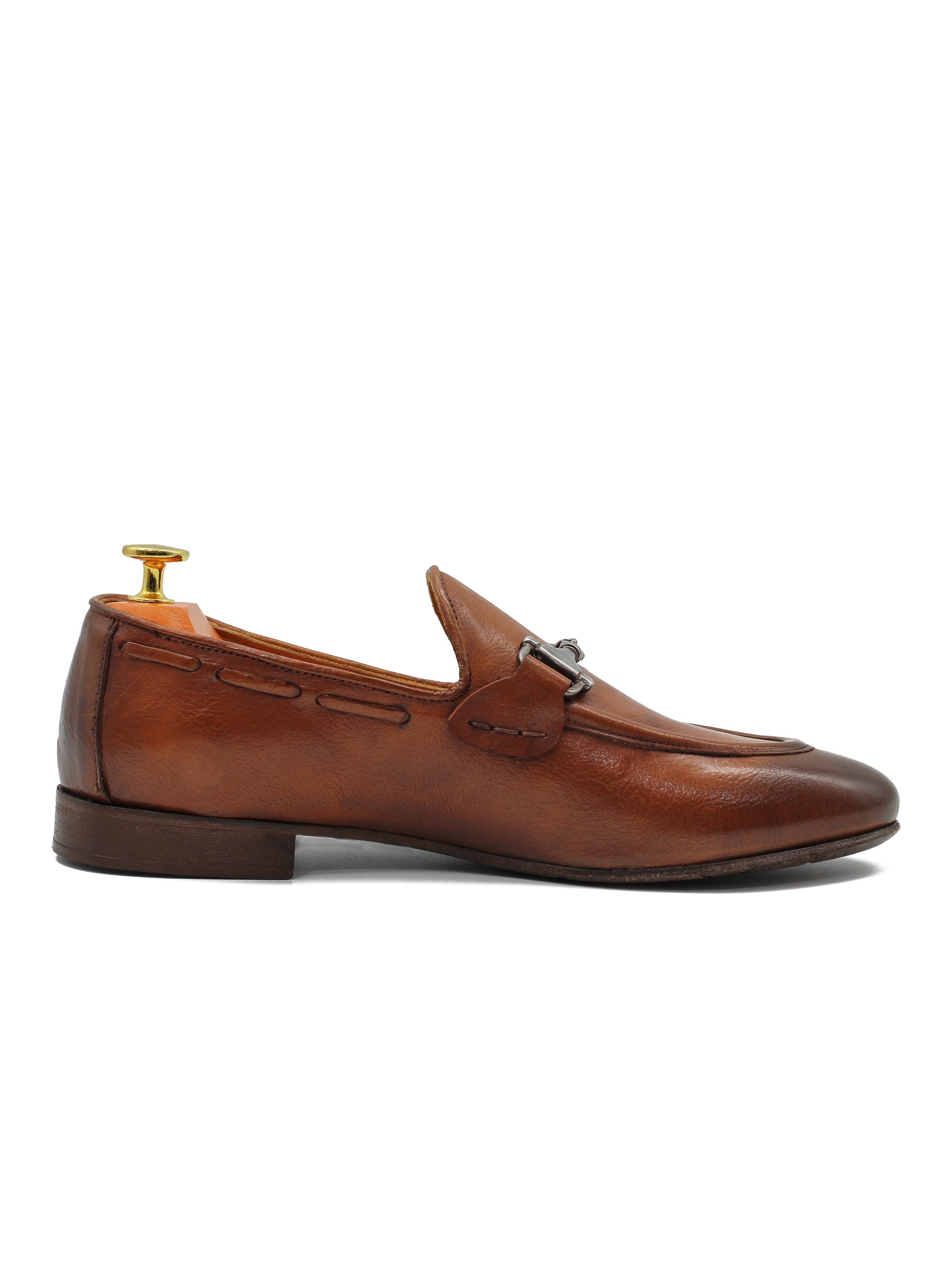 NAPLES 02 - ITALIAN LEATHER SNAFFLE BIT LOAFER IN TAN