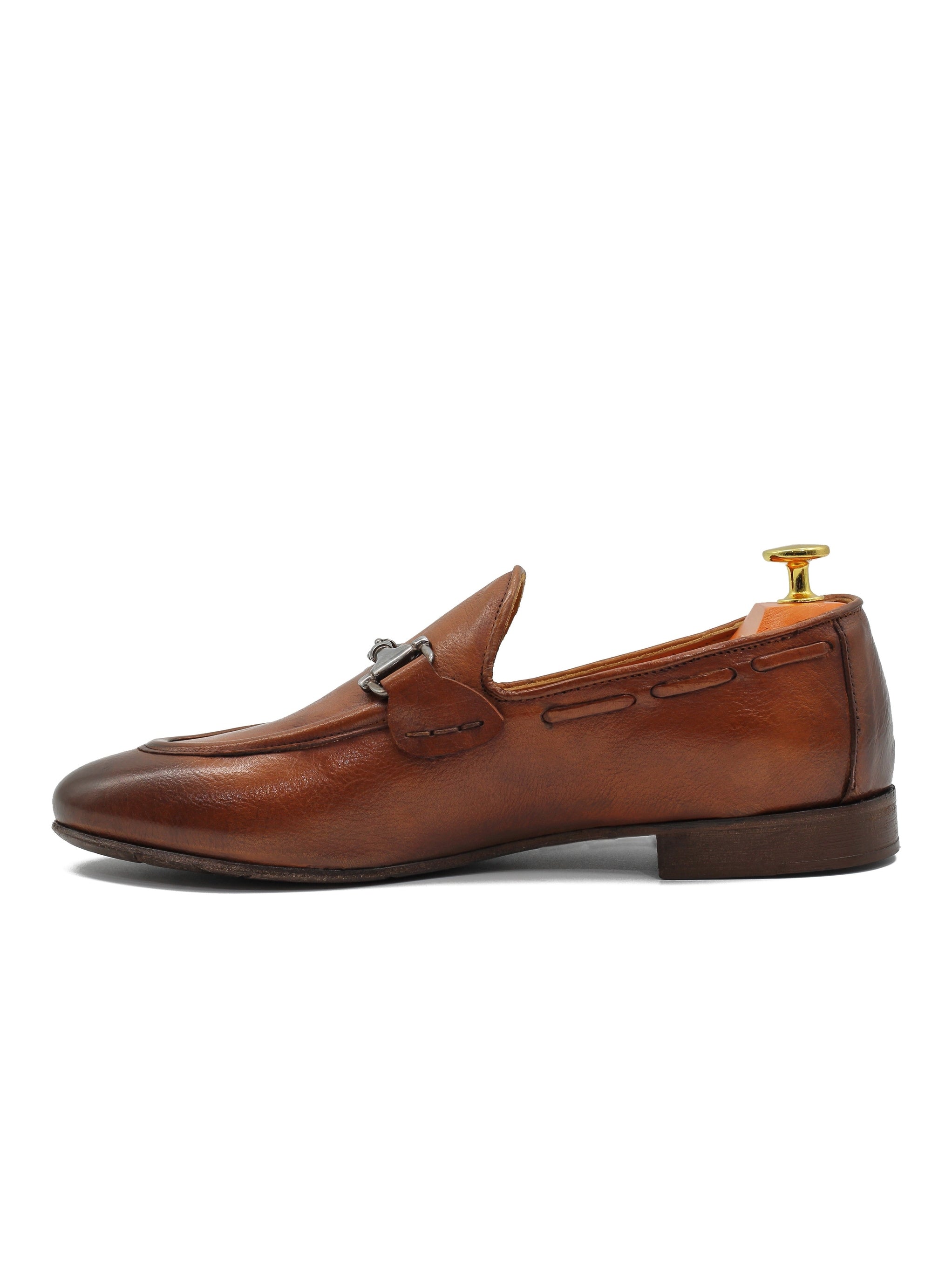 NAPLES 02 - ITALIAN LEATHER SNAFFLE BIT LOAFER IN TAN