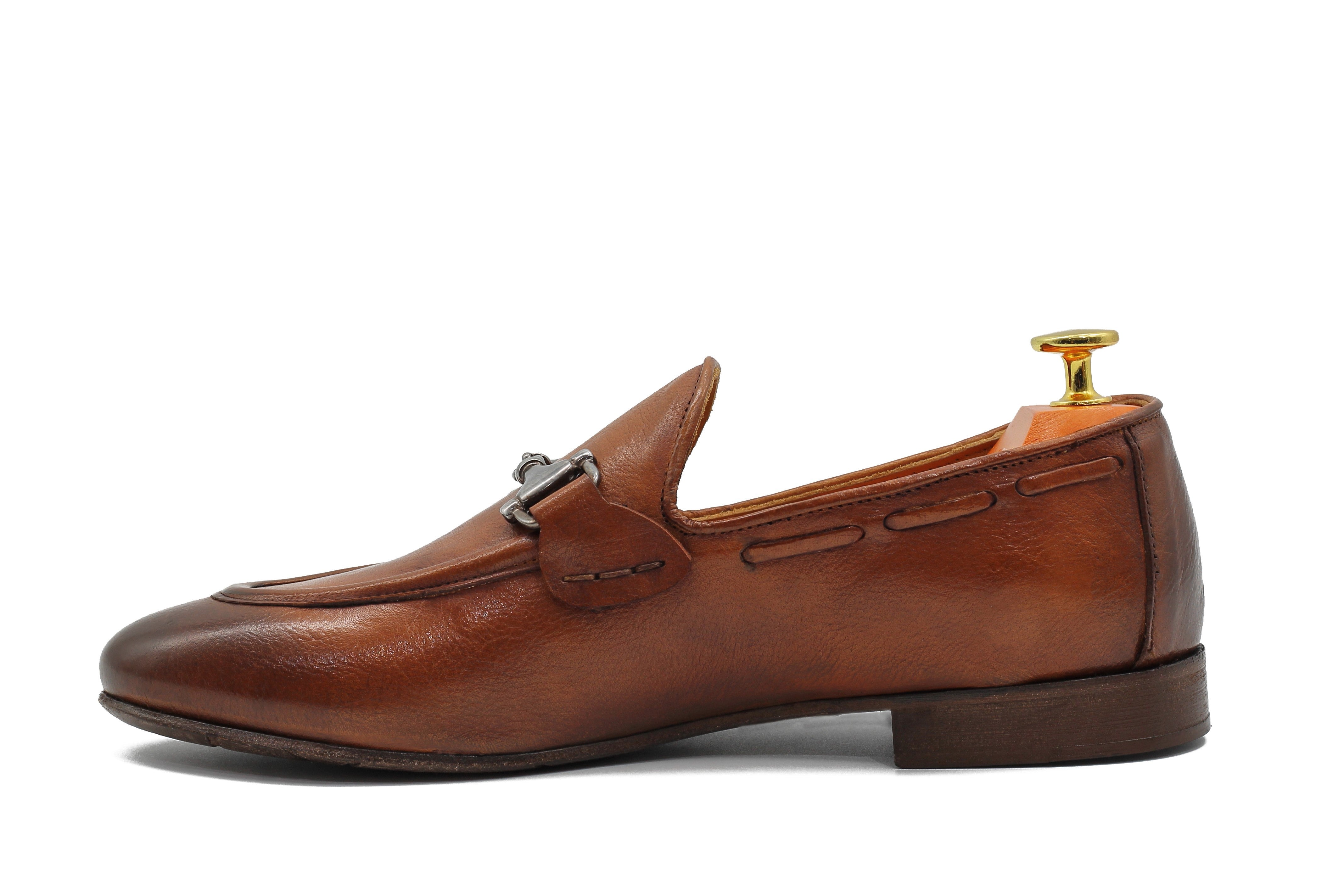 NAPLES 02 - ITALIAN LEATHER SNAFFLE BIT LOAFER IN TAN