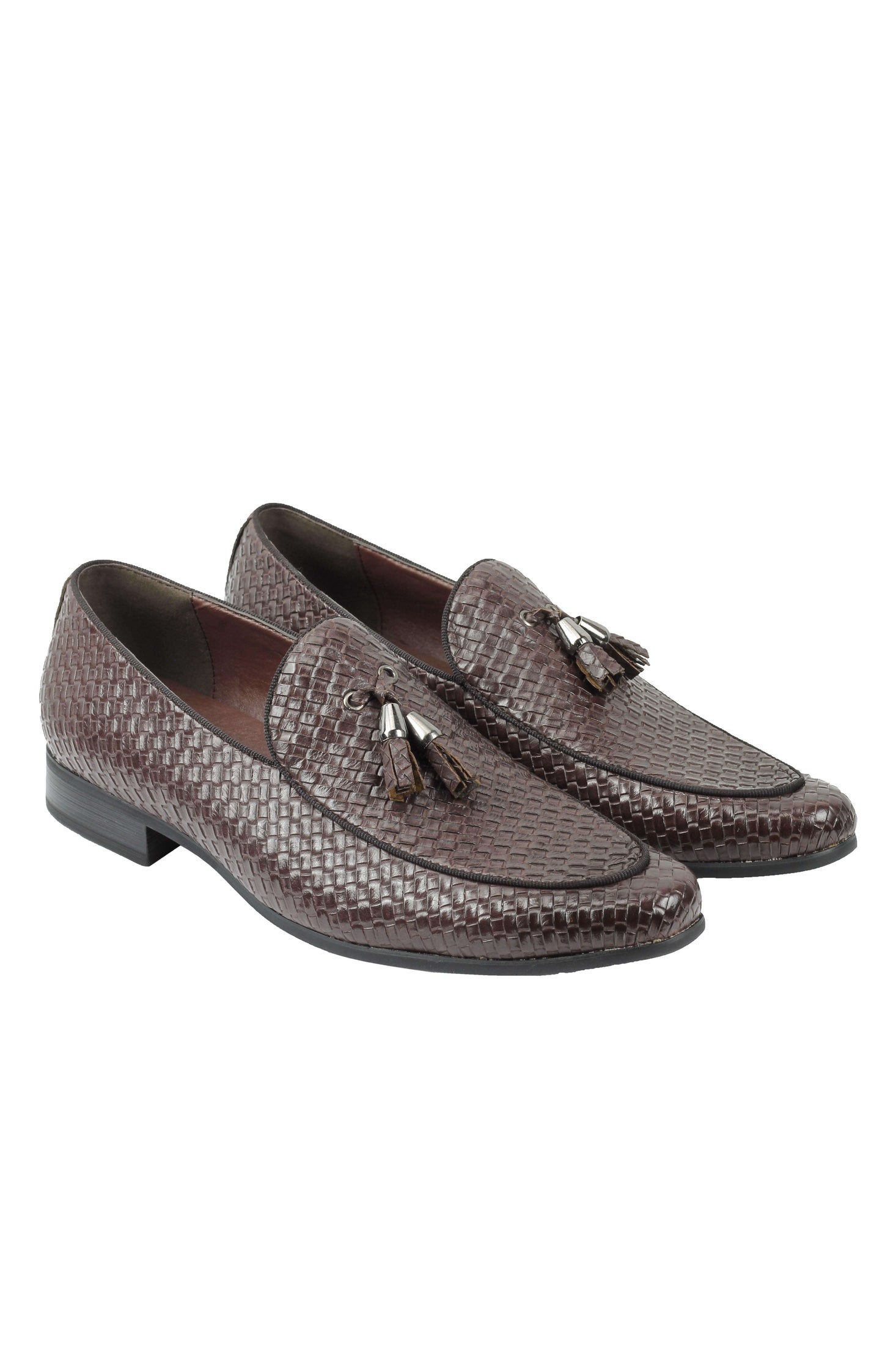 FAUX LEATHER TASSEL MOCCASIN LOAFERS IN COFFEE