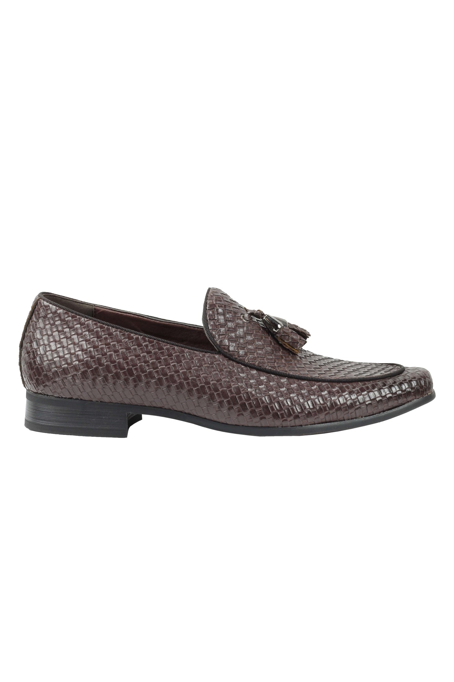 FAUX LEATHER TASSEL MOCCASIN LOAFERS IN COFFEE