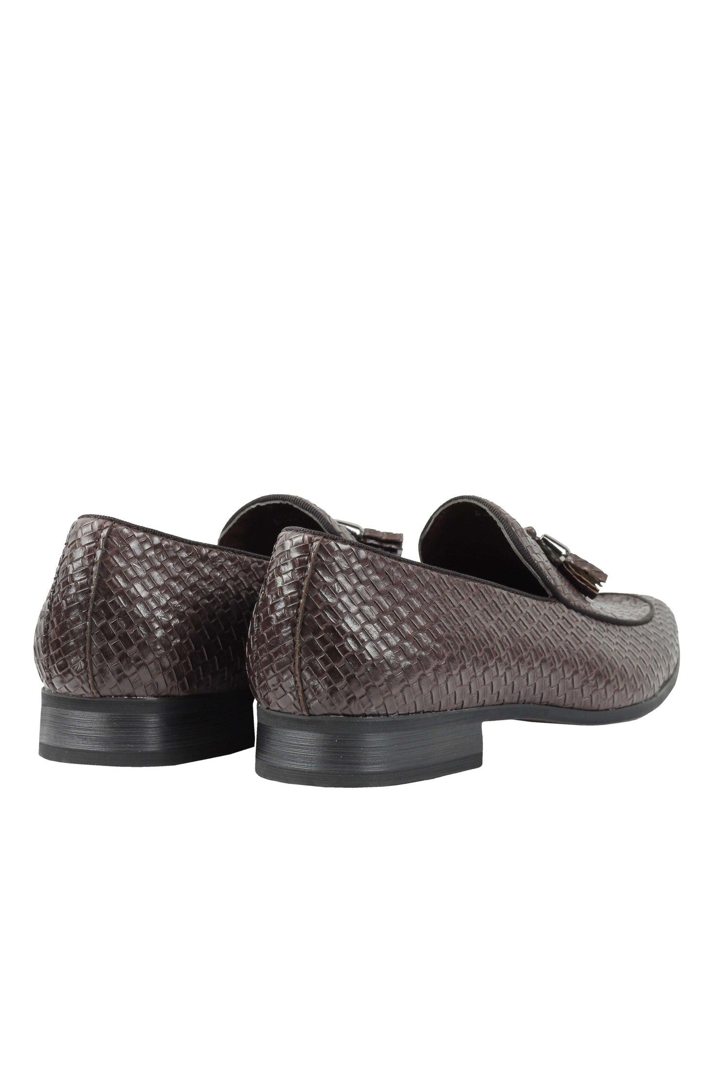 FAUX LEATHER TASSEL MOCCASIN LOAFERS IN COFFEE