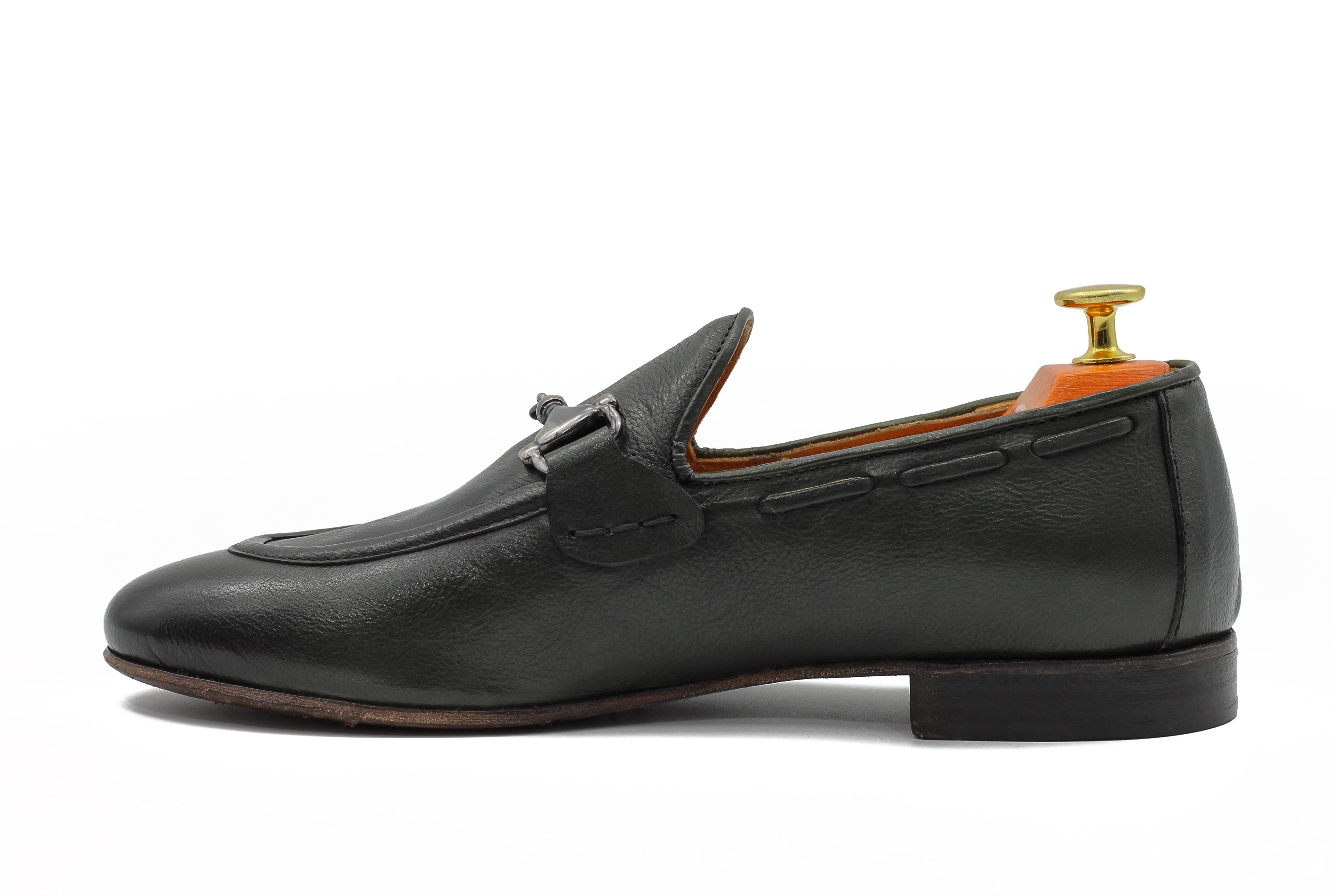 NAPLES 02 - ITALIAN LEATHER SNAFFLE BIT LOAFER IN GREEN