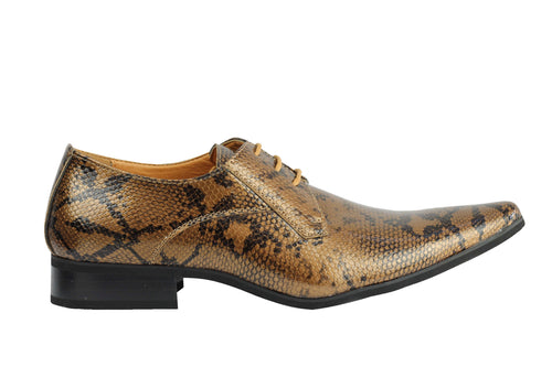 SHINY PATENT FAUX LEATHER SHOES IN BROWN