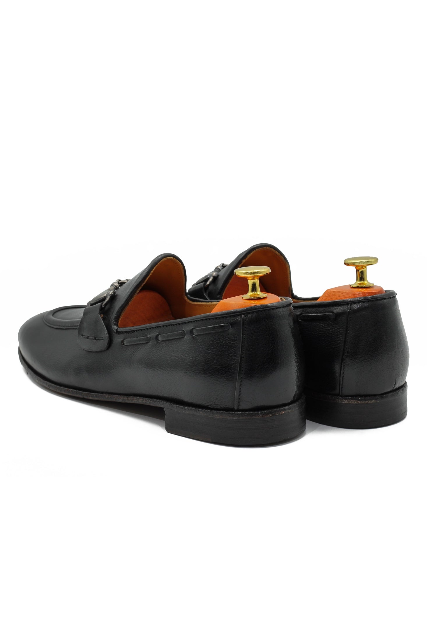 NAPLES 02 - ITALIAN LEATHER SNAFFLE BIT LOAFER IN BLACK