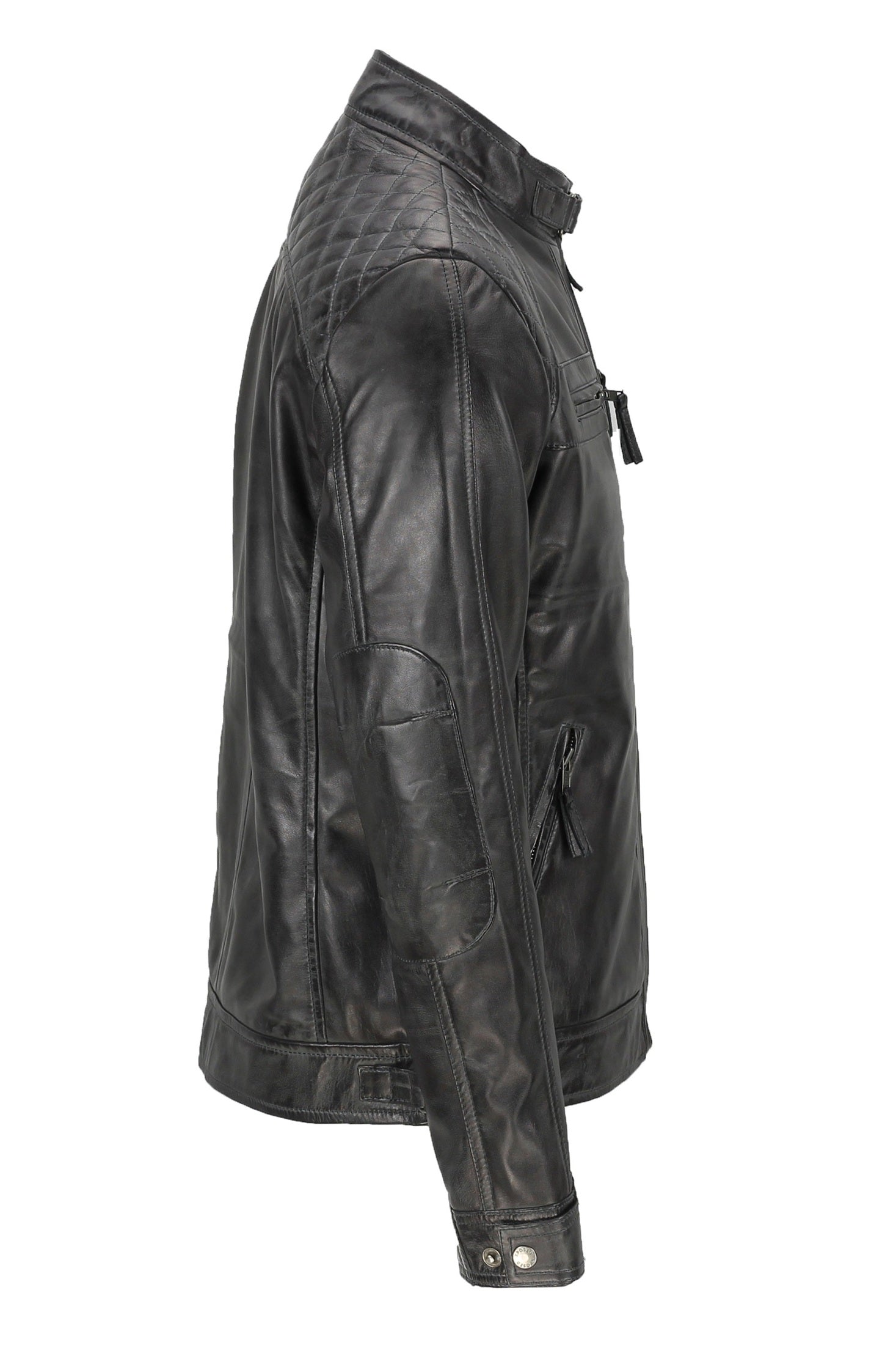 GREY BIKER LEATHER JACKET