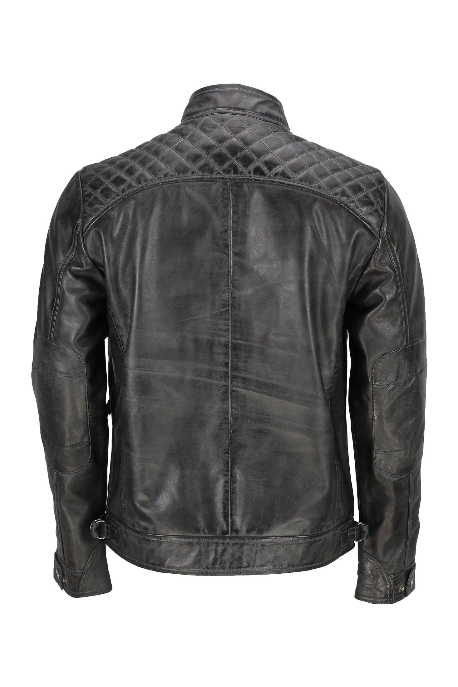 GREY BIKER LEATHER JACKET