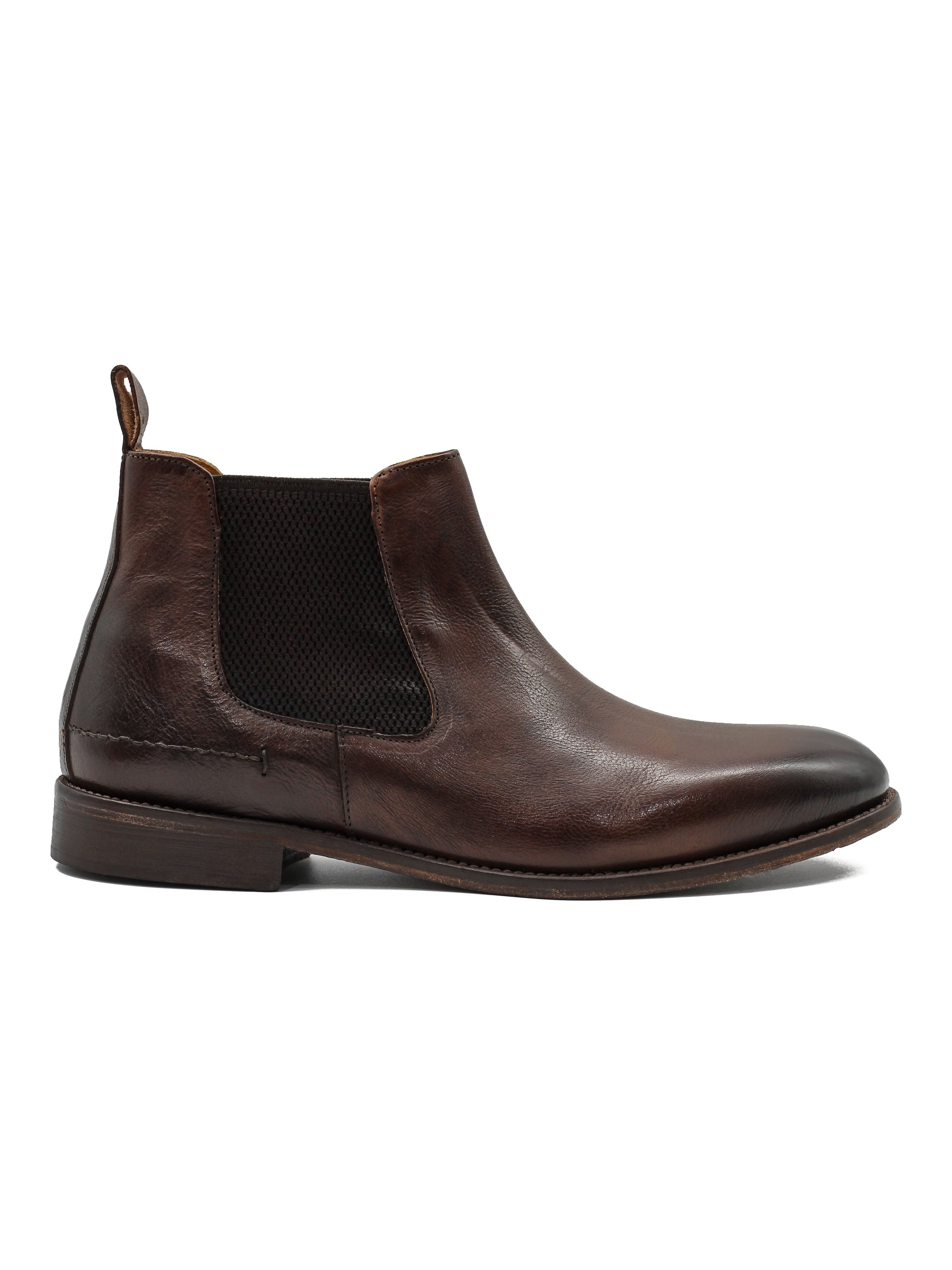 POLISHED BROWN ITALIAN LEATHER CHELSEA BOOTS