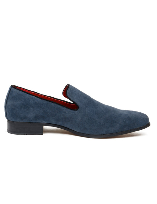 NAVY SUEDE FAUX LEATHER LOAFERS