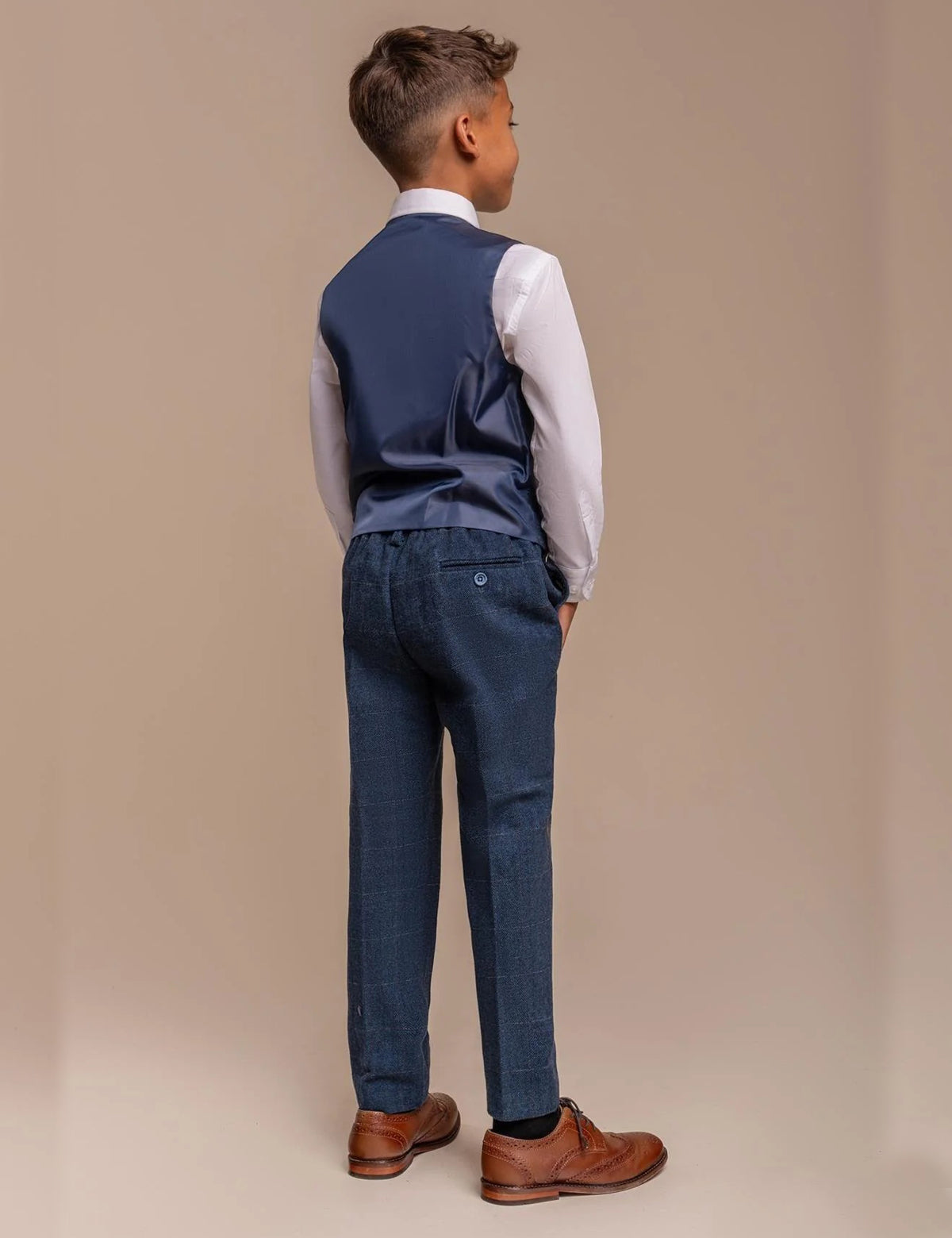 CARNEGI – BLUE TWEED CHECK BOYS 3 PIECE SUIT